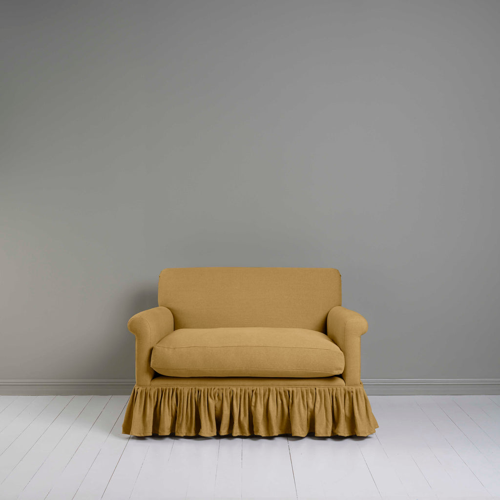  Front View of Curtain Call Love Seat in Ochre - By NiX 