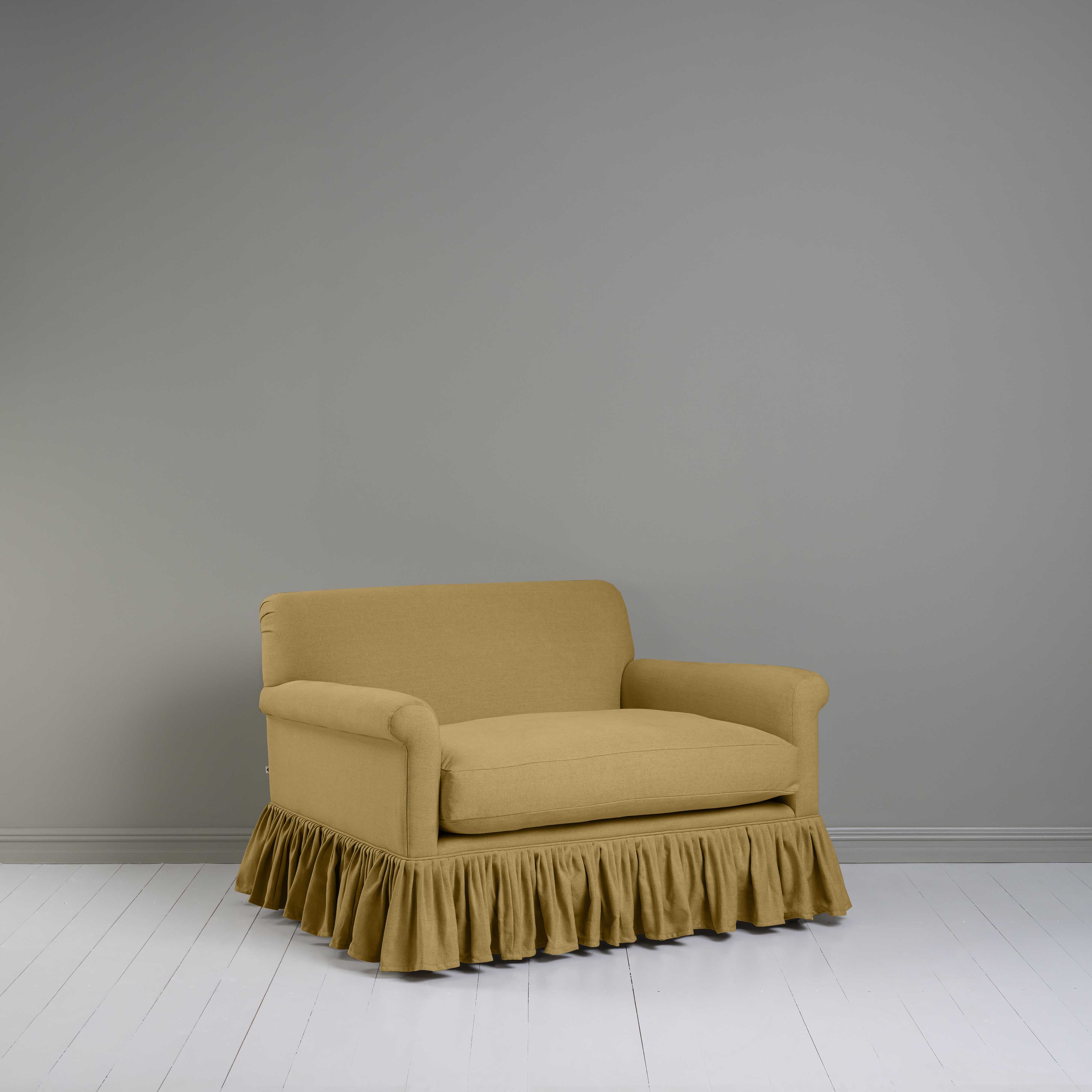  Curtain Call Love Seat in Laidback Linen Ochre - Nicola Harding 