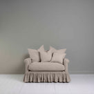  Front View of Curtain Call Love Seat in Laidback Linen Pearl Grey. With Matching Cushions - NiX 