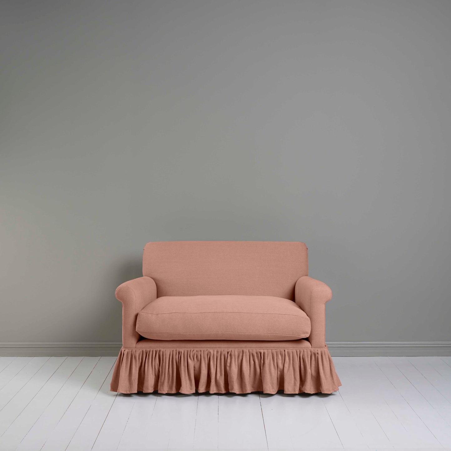 Curtain Call Love Seat in Laidback Linen Roseberry - Nicola Harding