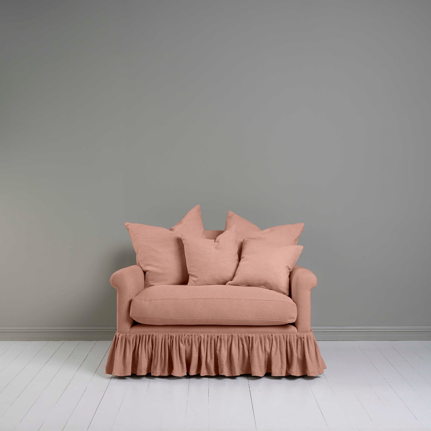 Curtain Call Love Seat in Laidback Linen Roseberry - Nicola Harding