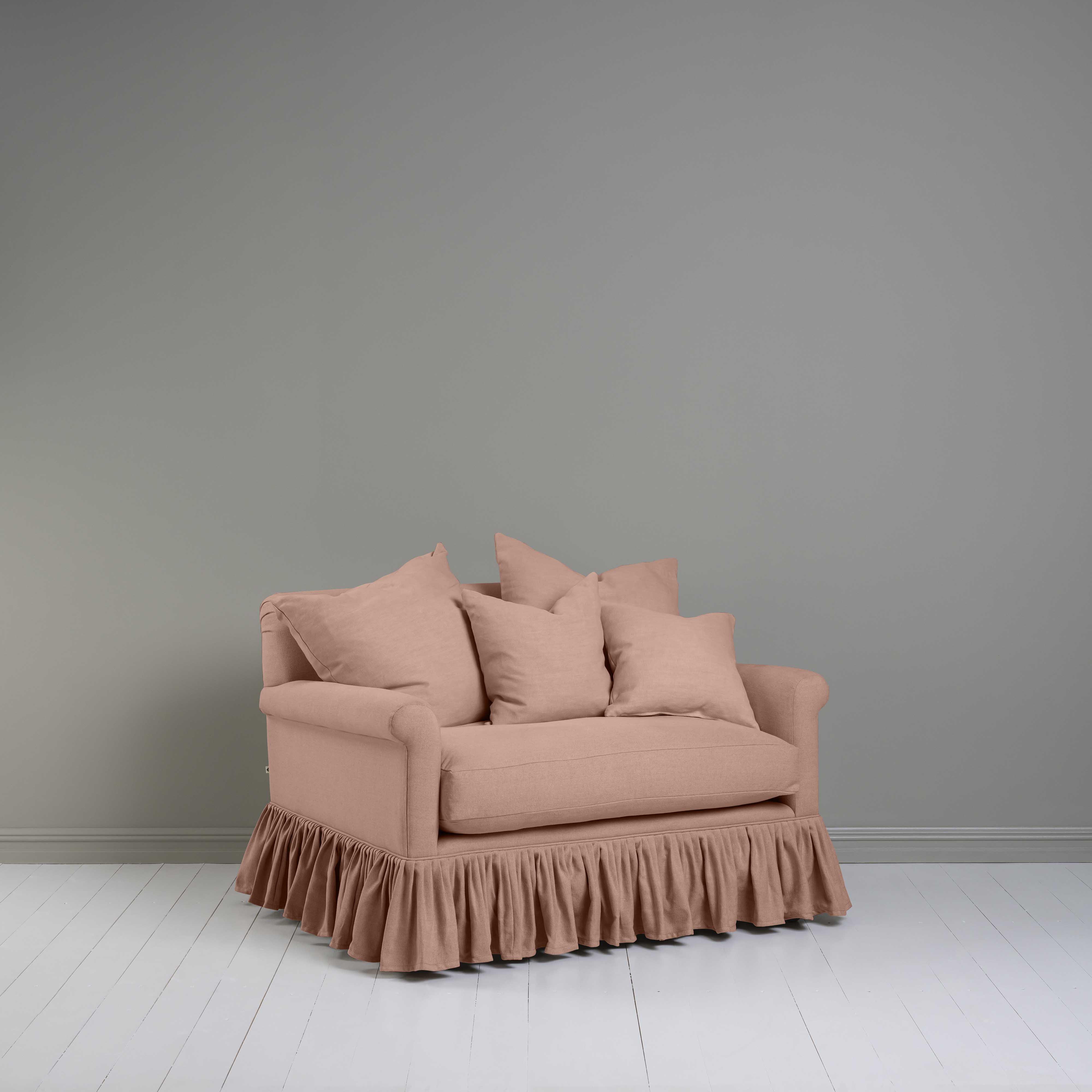  Curtain Call Love Seat in Laidback Linen Roseberry - Nicola Harding 