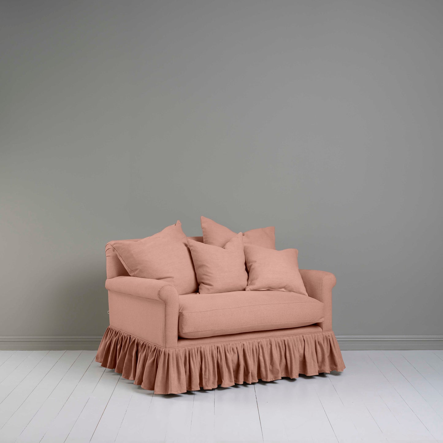 Curtain Call Love Seat in Laidback Linen Roseberry - Nicola Harding