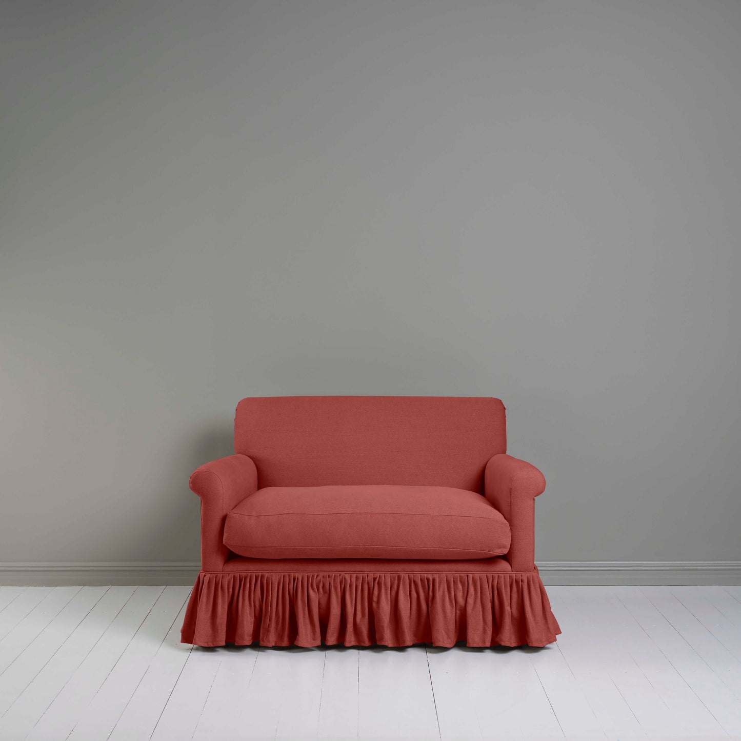 Curtain Call Love Seat in Laidback Linen Rouge - Nicola Harding