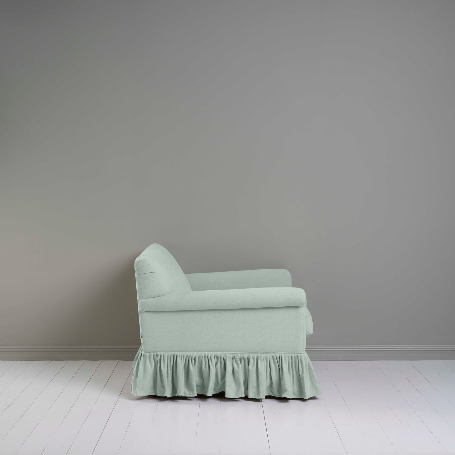 Side View of Curtain Call Love Seat in Sky Blue Color - NiX