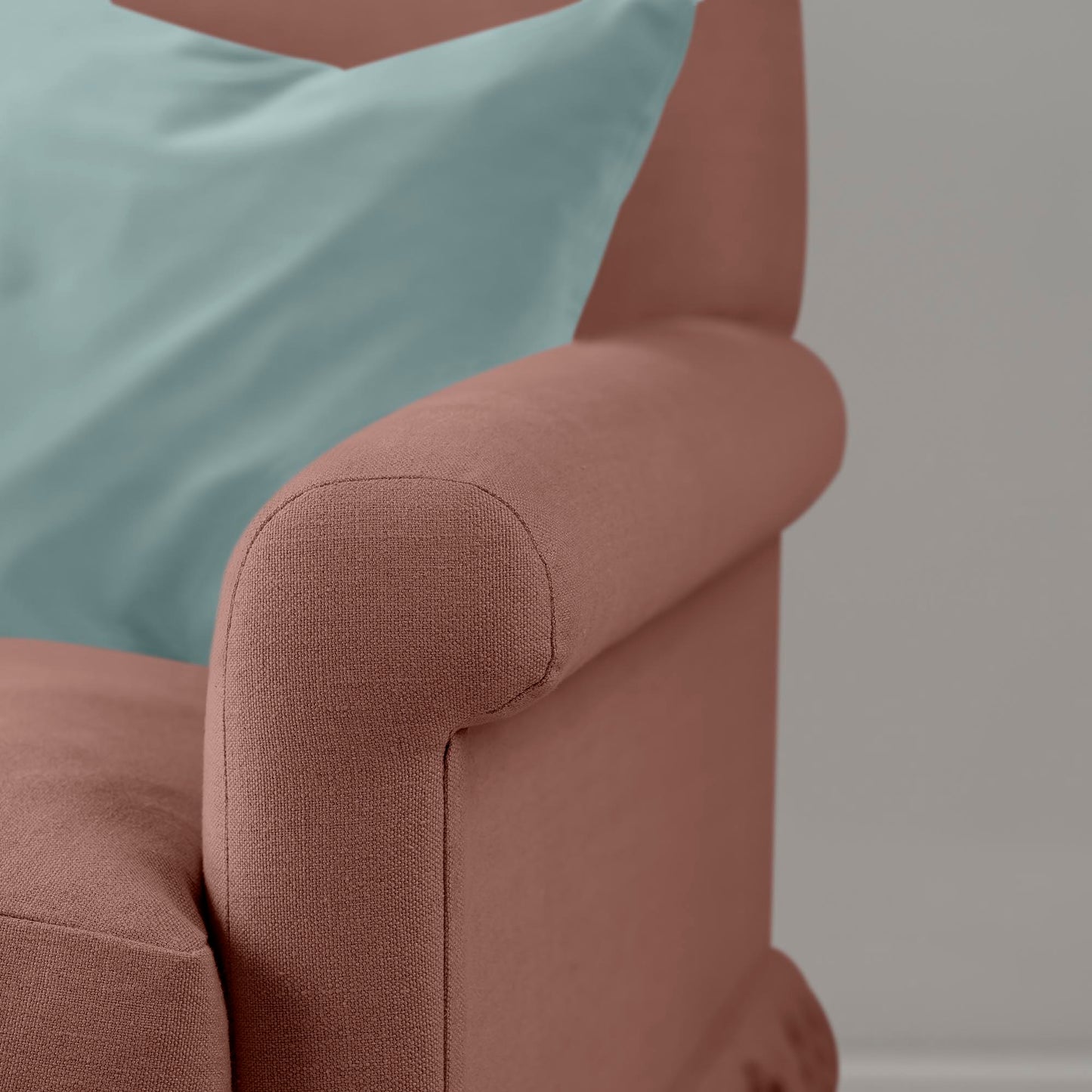 Arm Design Closeup of Curtain Call Love Seat in Pink(Sweet Briar) - By NIX