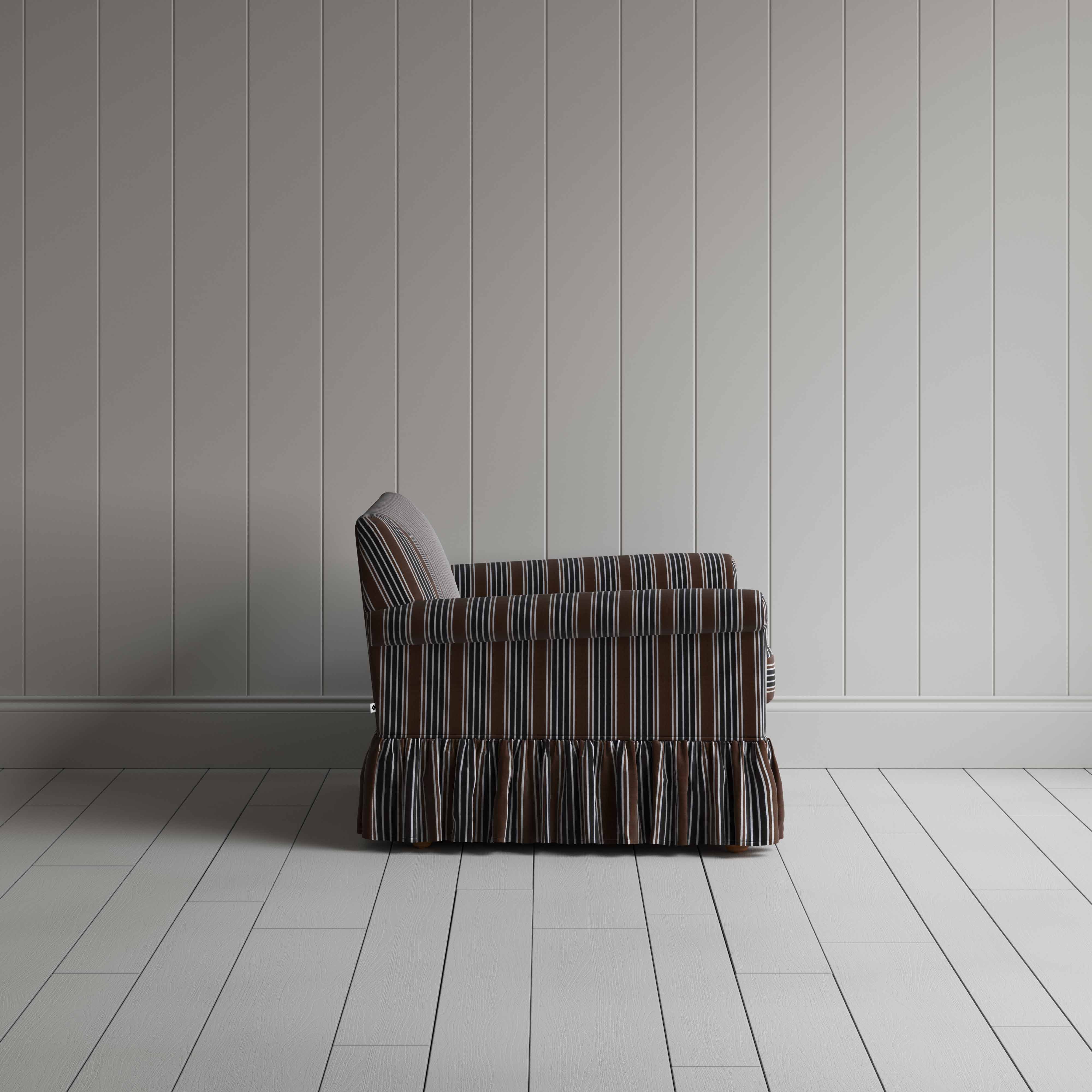  Side View of Loveseat in Regatta Cotton, Charcoal - Nicola Harding & Co. 