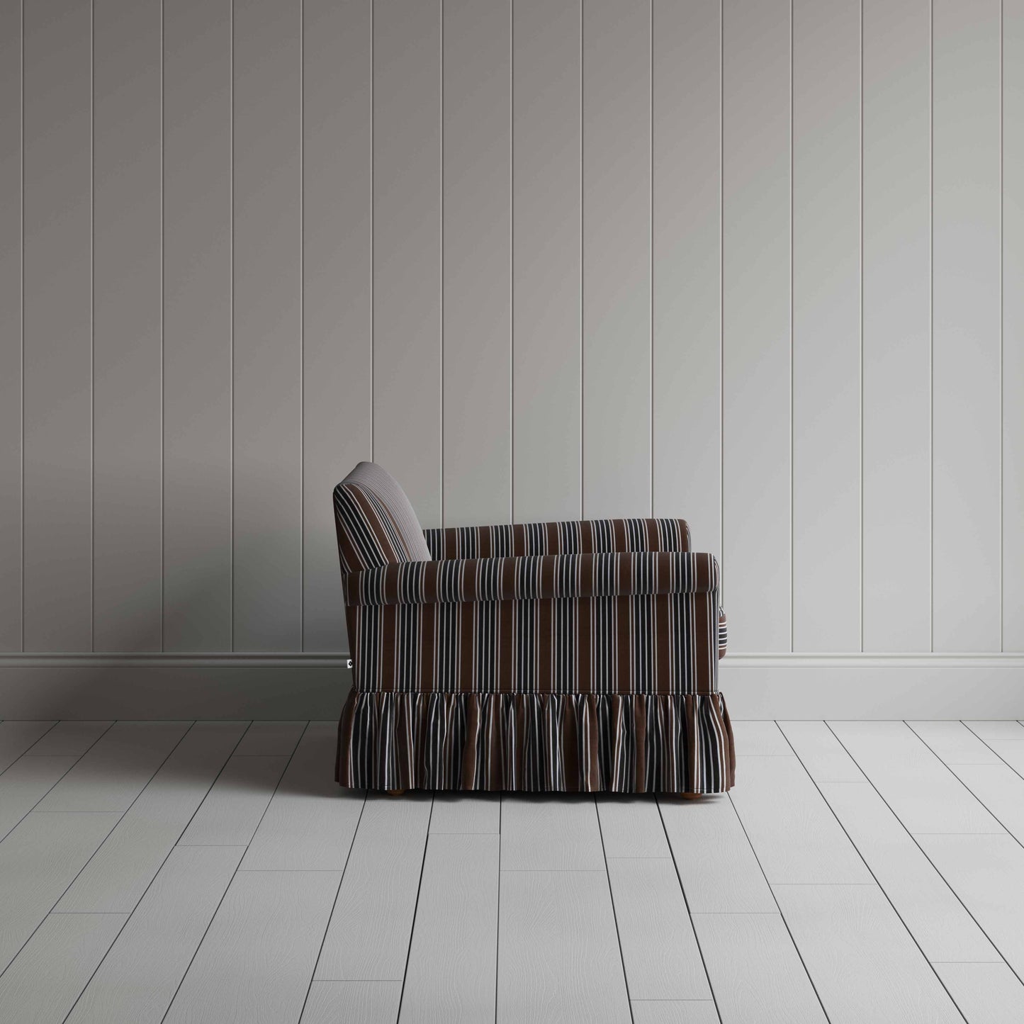 Side View of Loveseat in Regatta Cotton, Charcoal - Nicola Harding & Co.