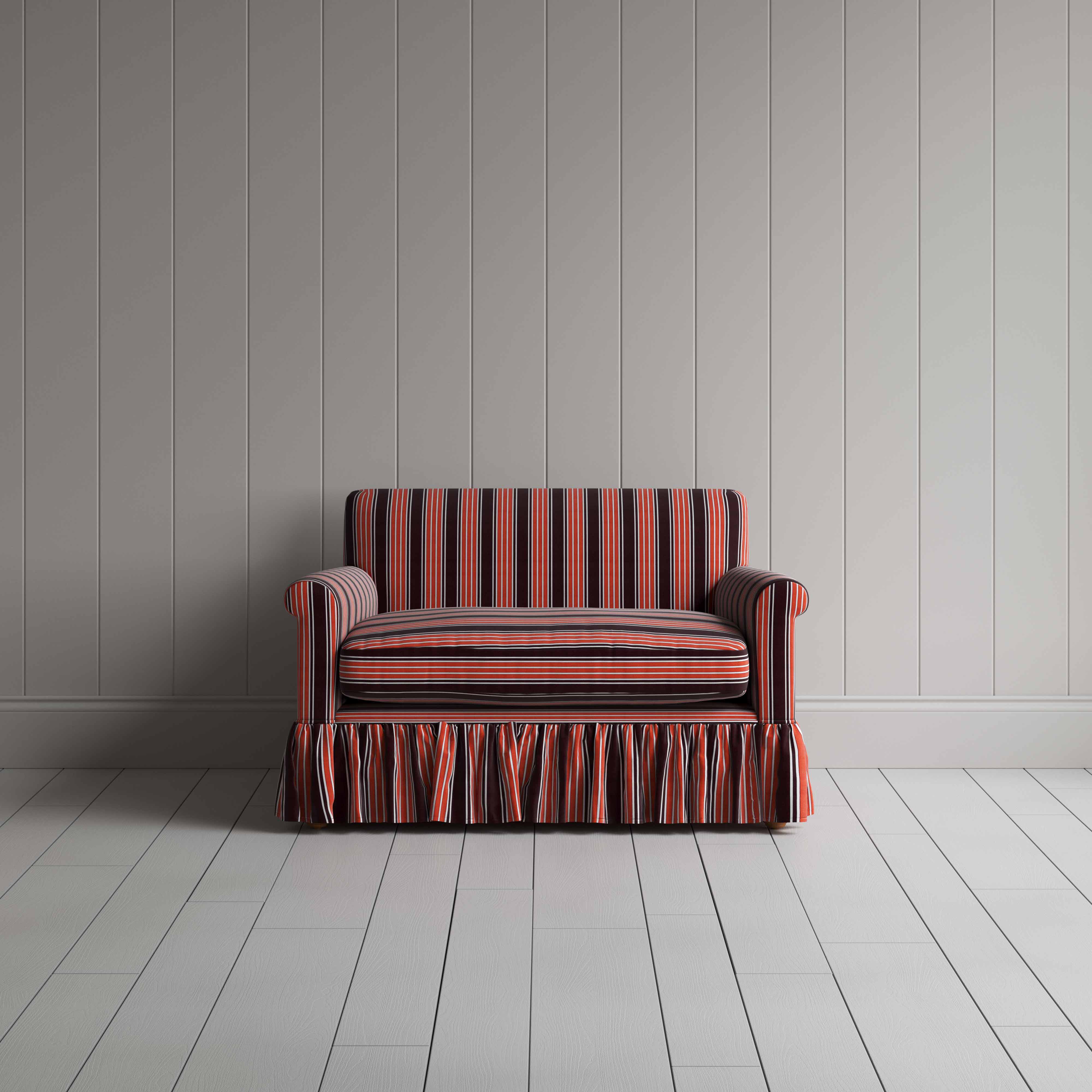  Curtain Call Love Seat in Regatta Cotton, Flame - Nicola Harding 