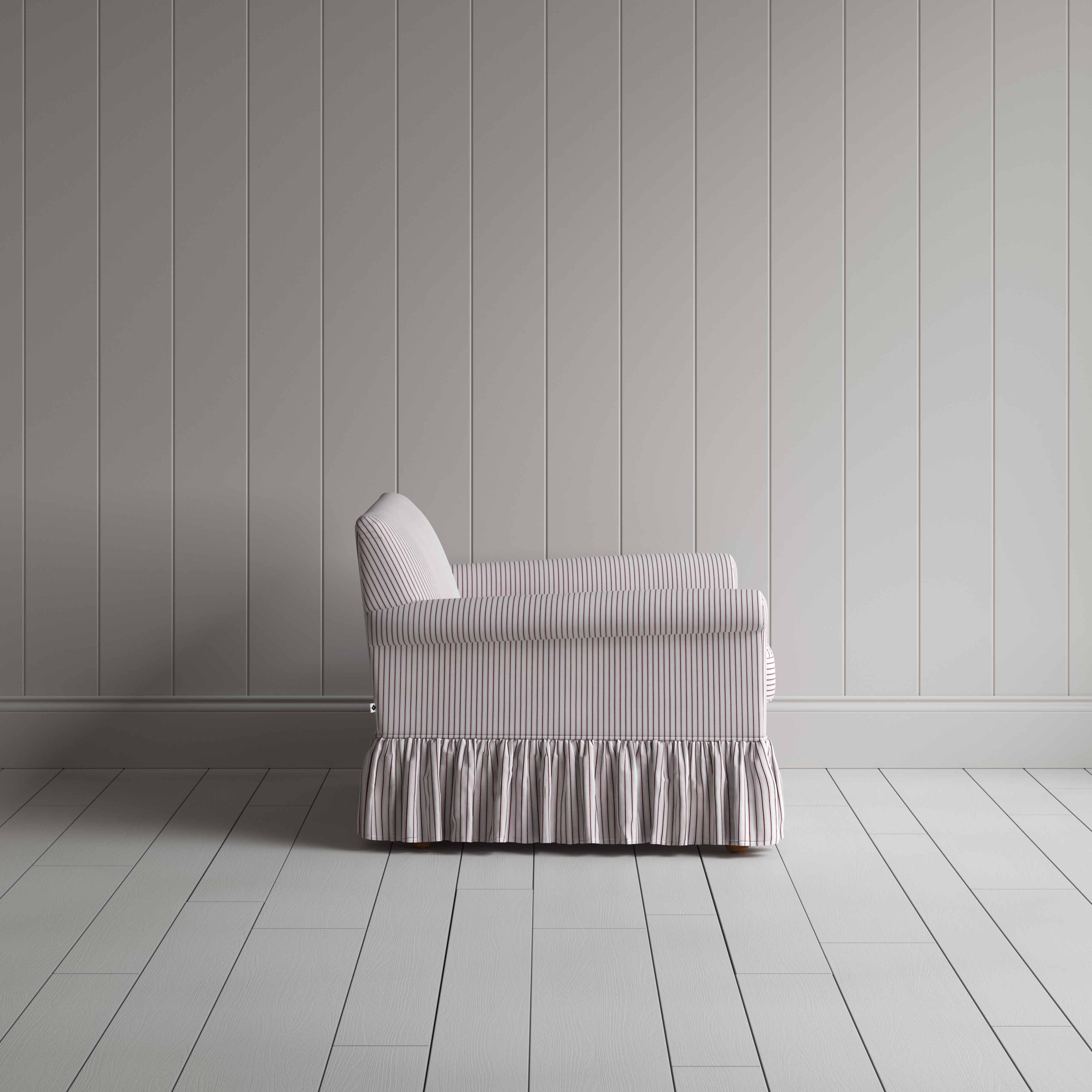  Curtain Call Love Seat in Ticking Cotton, Berry - Nicola Harding 