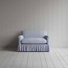  Curtain Call Love Seat in Ticking Cotton, Aqua Brown - Nicola Harding 