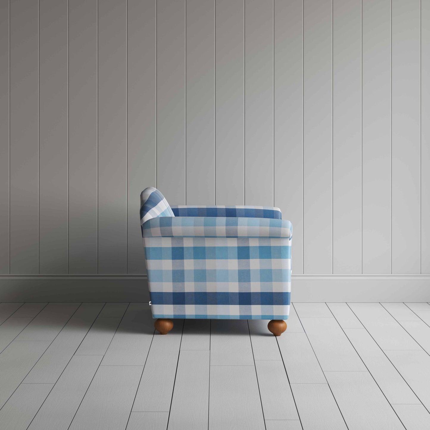 Dolittle Love Seat in Checkmate Cotton, Blue