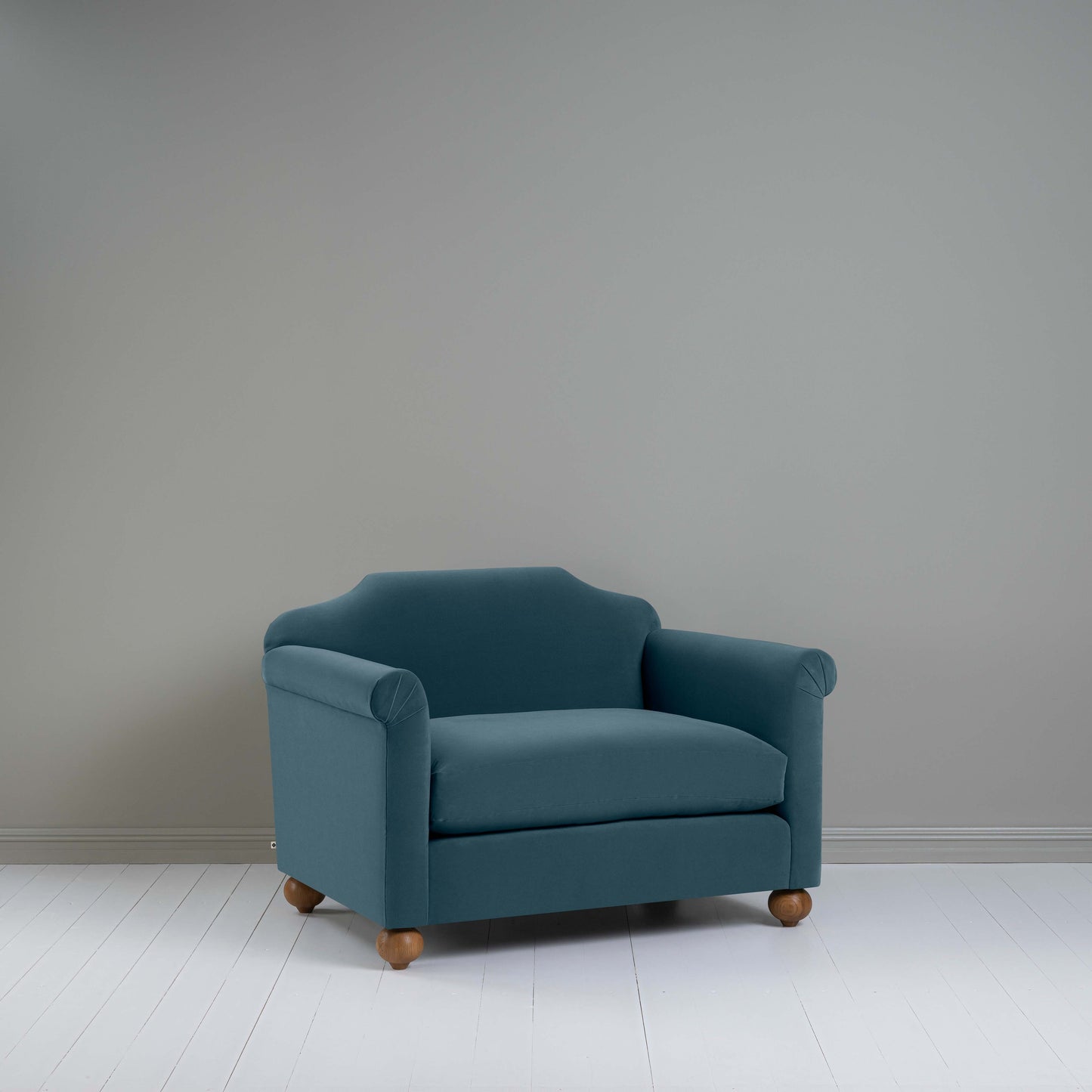 Dolittle Love Seat in Intelligent Velvet Aegean