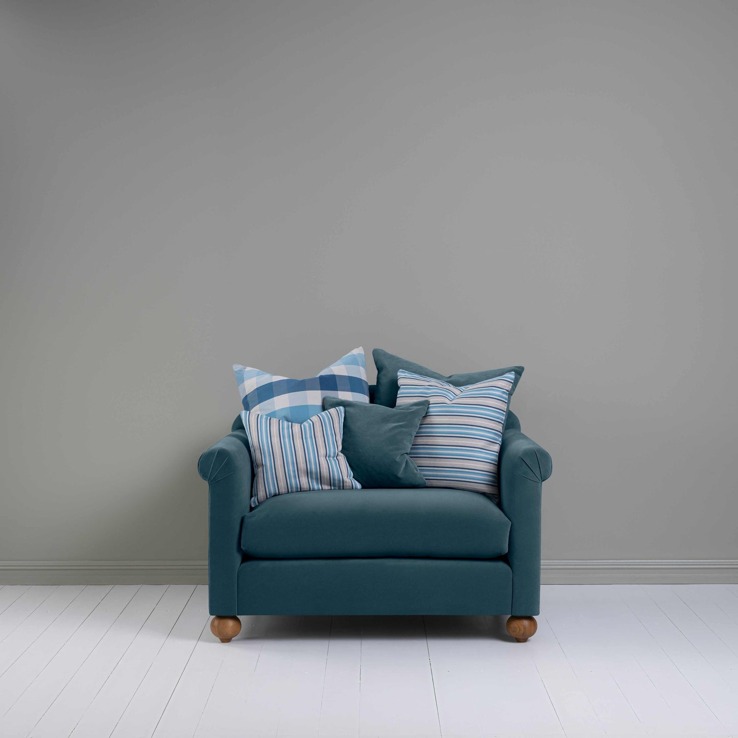 Dolittle Love Seat in Intelligent Velvet Aegean - Nicola Harding