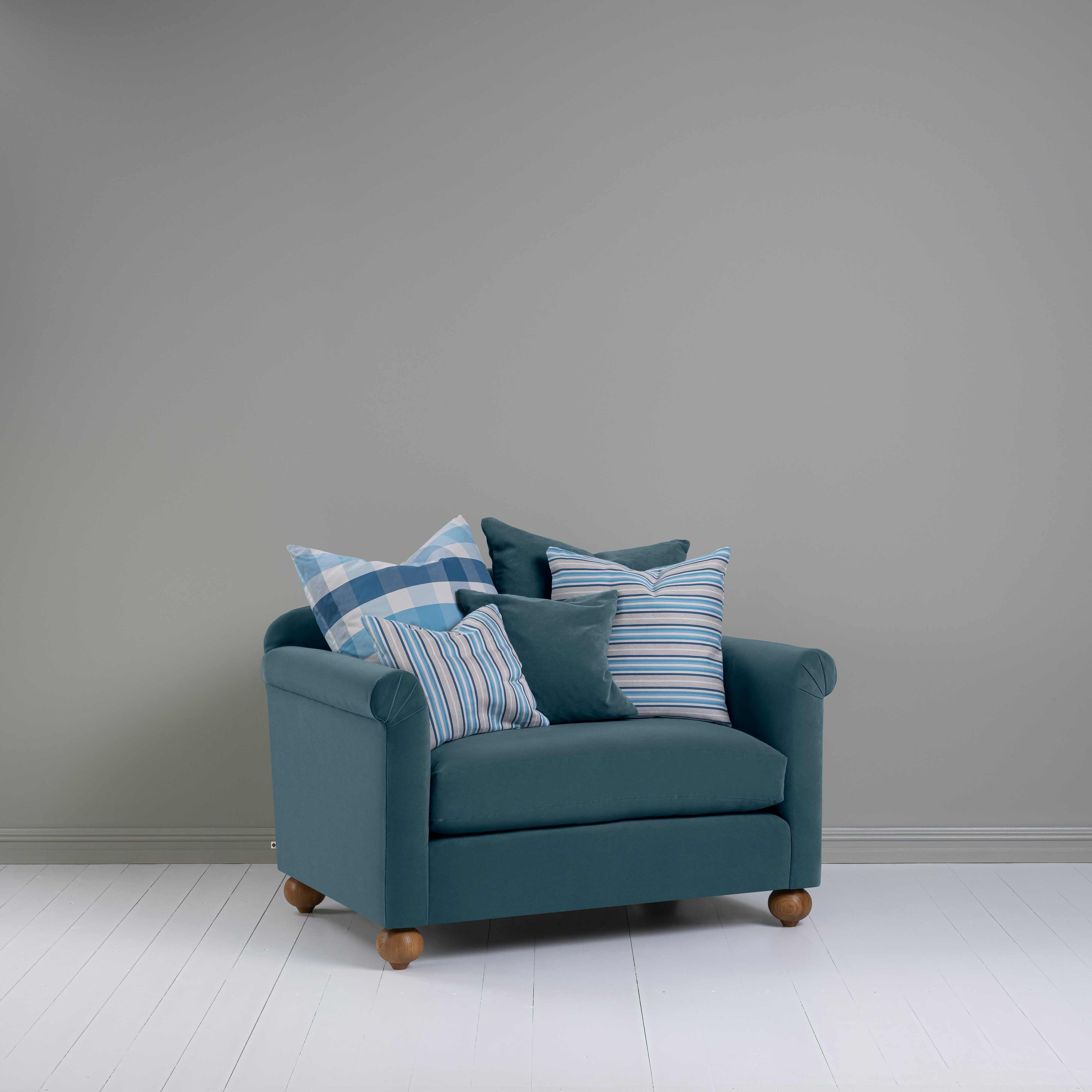  Dolittle Love Seat in Intelligent Velvet Aegean 