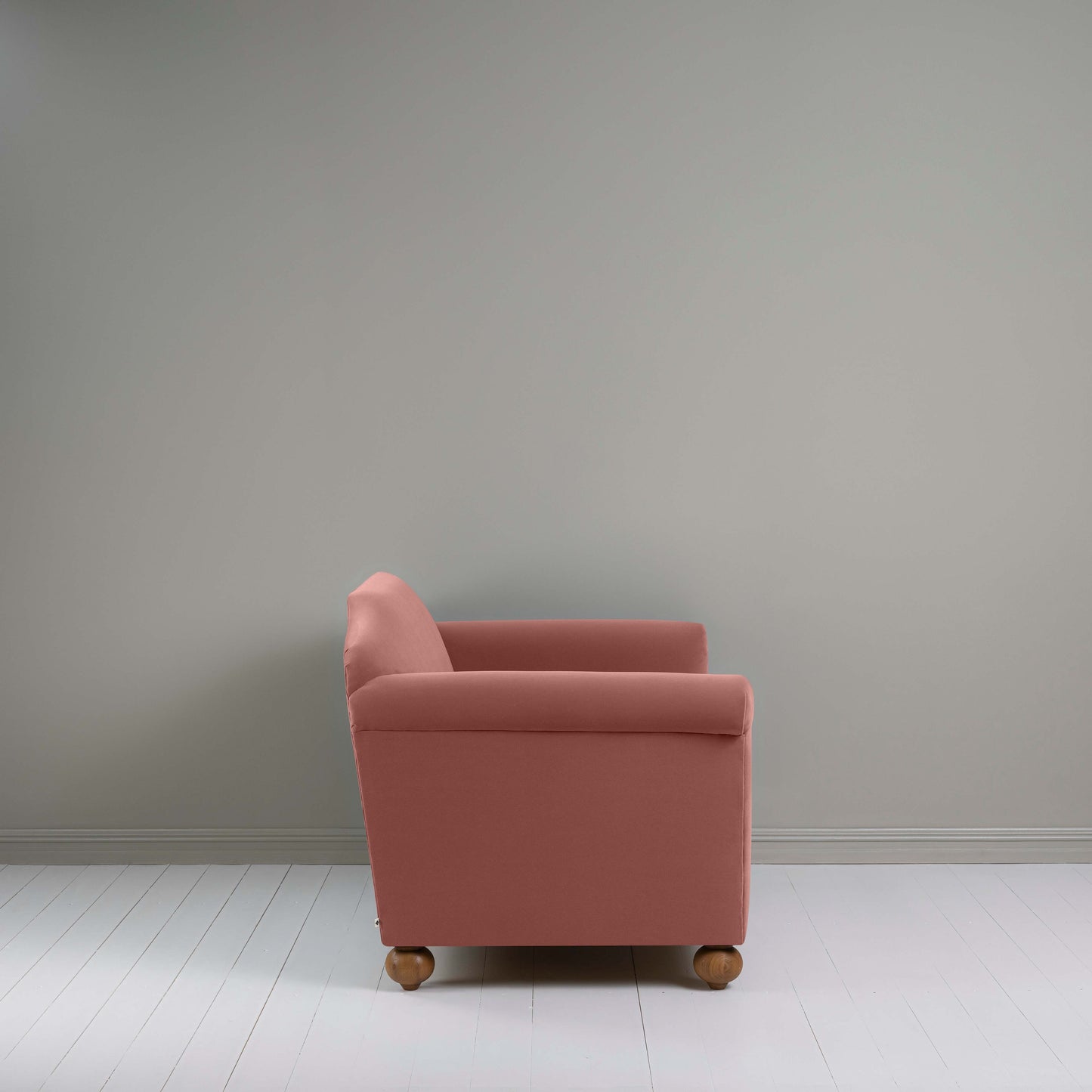 Dolittle Love Seat in Intelligent Velvet Damson, Side View - Nicola Harding