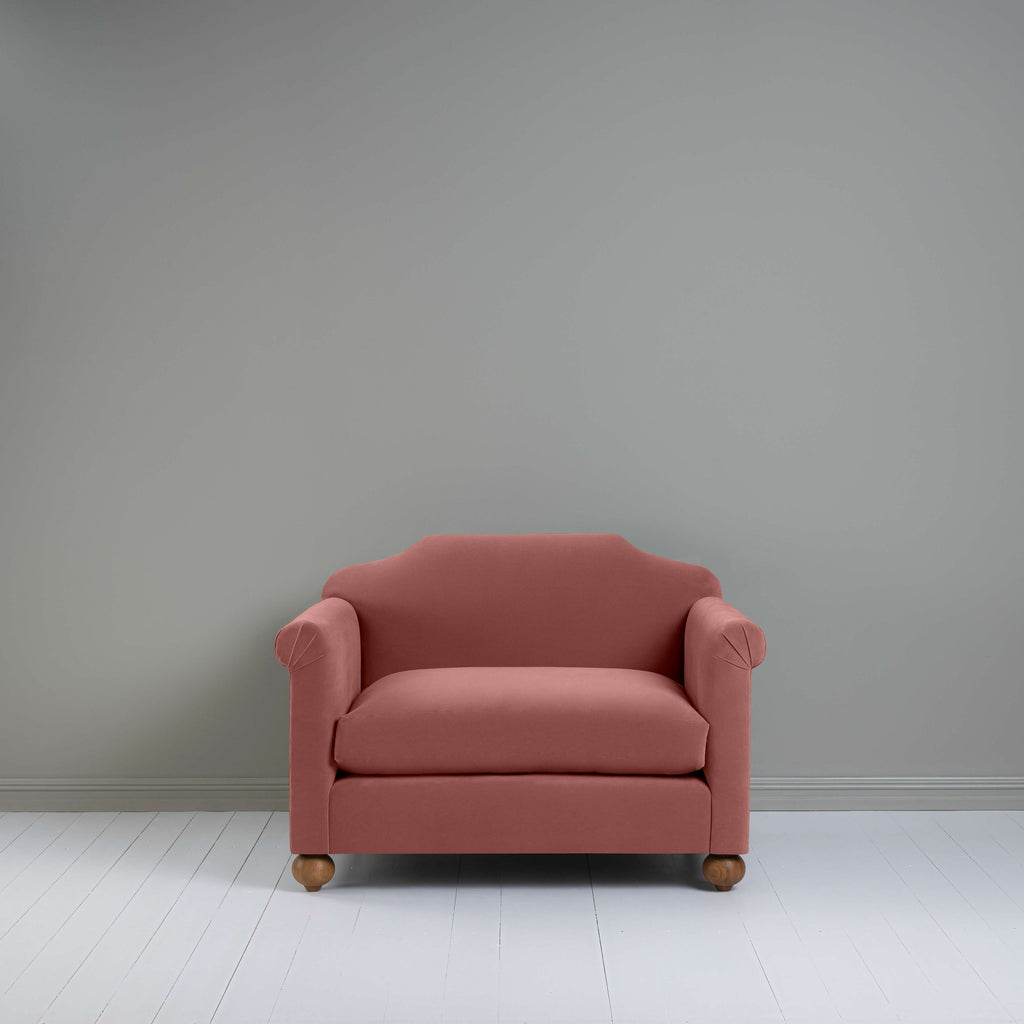  Dolittle Love Seat in Intelligent Velvet Damson, Front View - Nicola Harding 