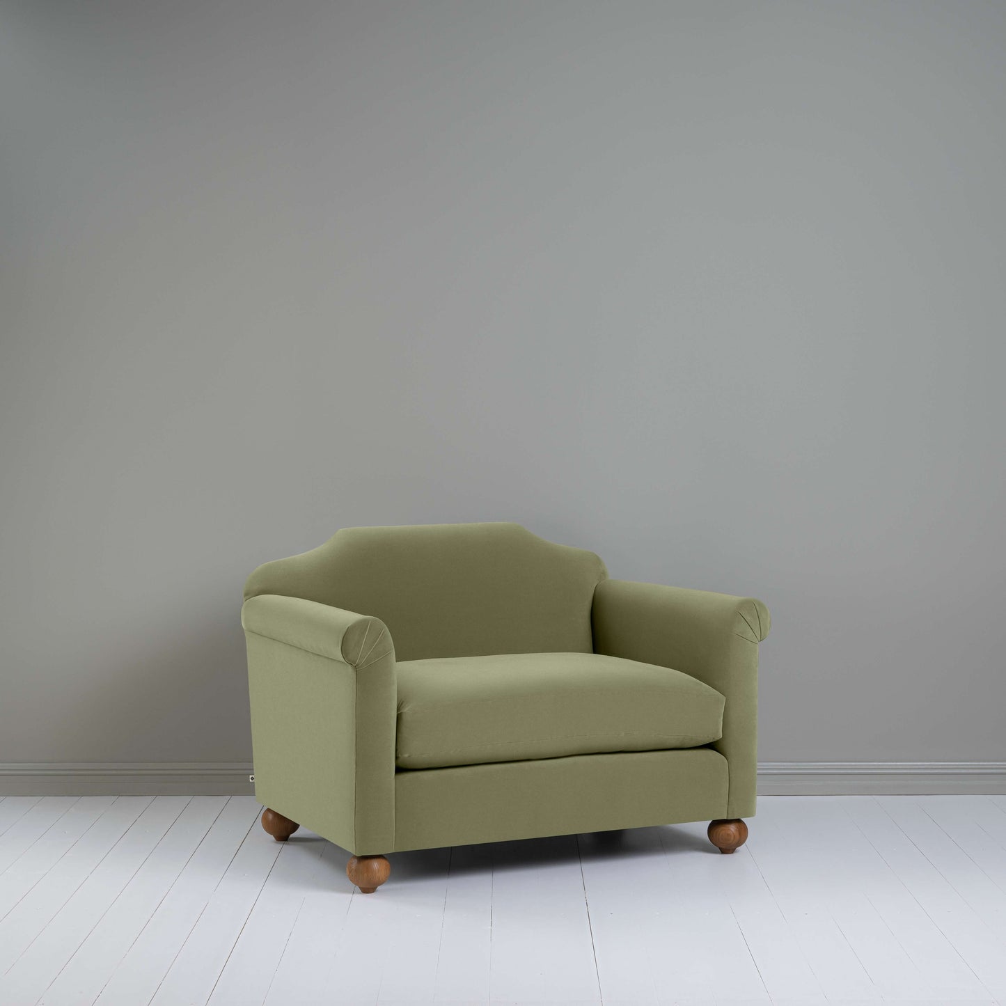 Dolittle Love Seat in Intelligent Velvet Green Tea