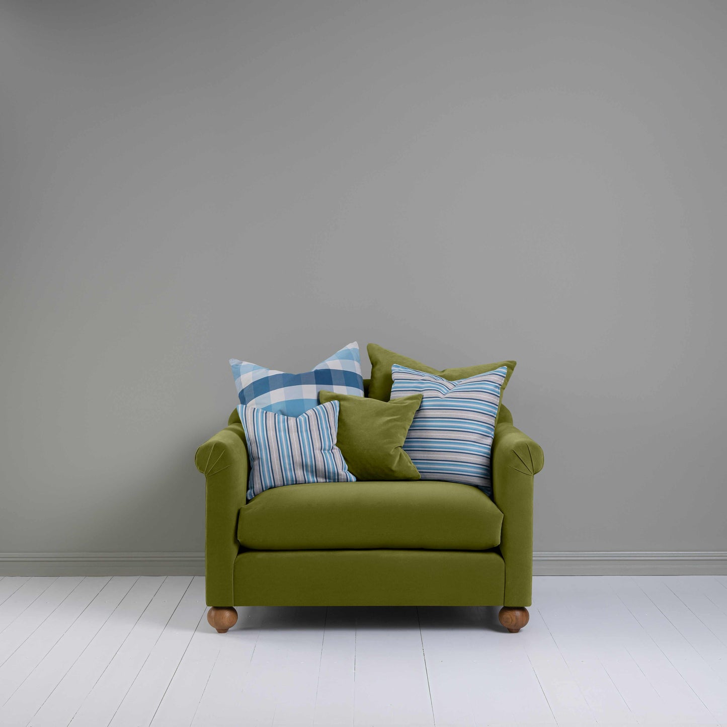 Dolittle Love Seat in Intelligent Velvet Lawn - Nicola Harding