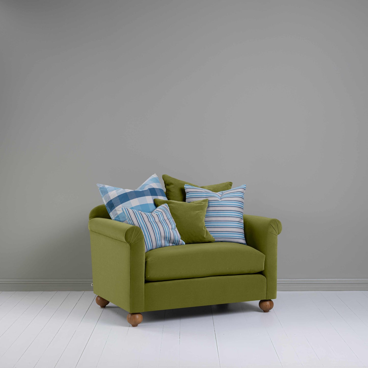 Dolittle Love Seat in Intelligent Velvet Lawn - Nicola Harding