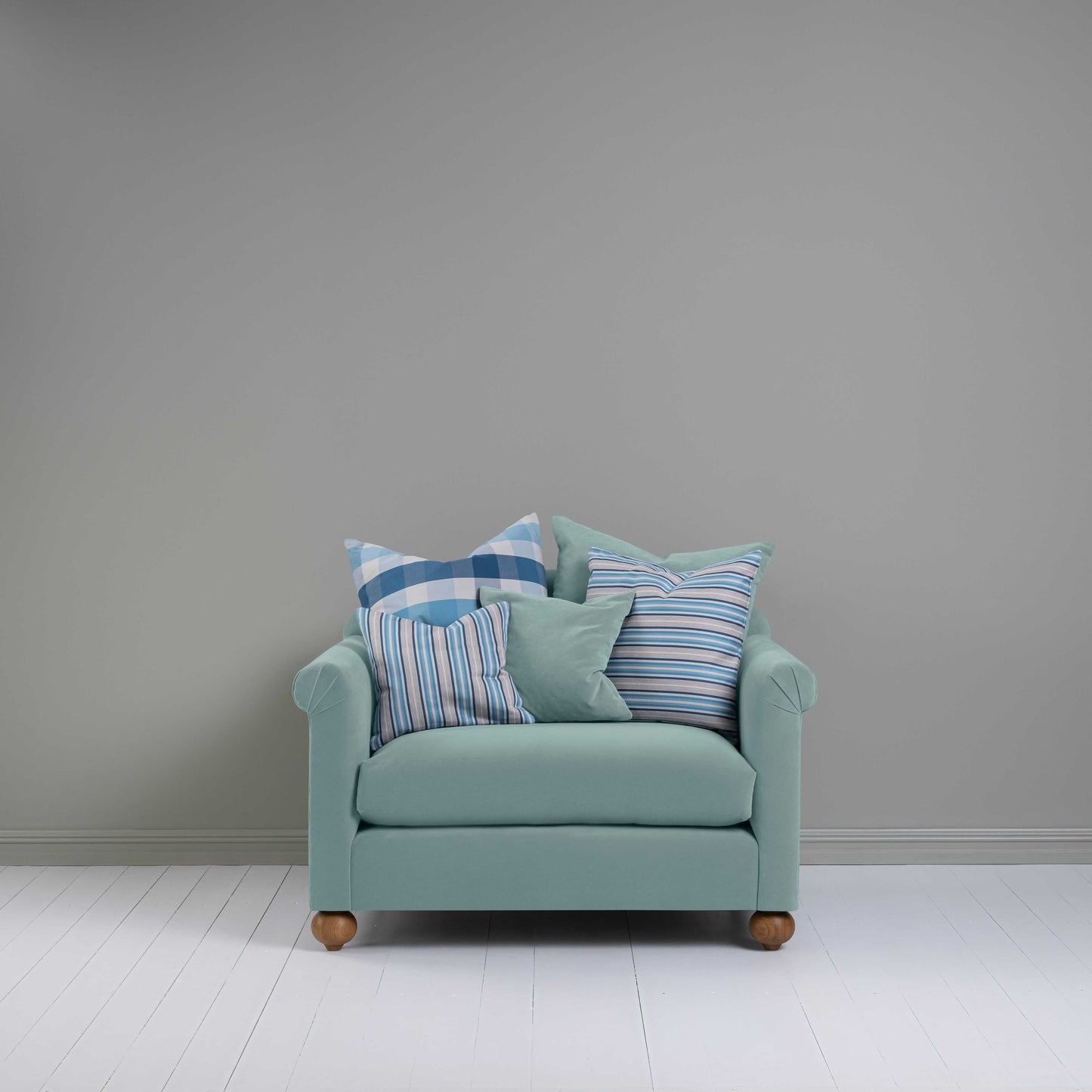 Dolittle Love Seat in Intelligent Velvet Mineral