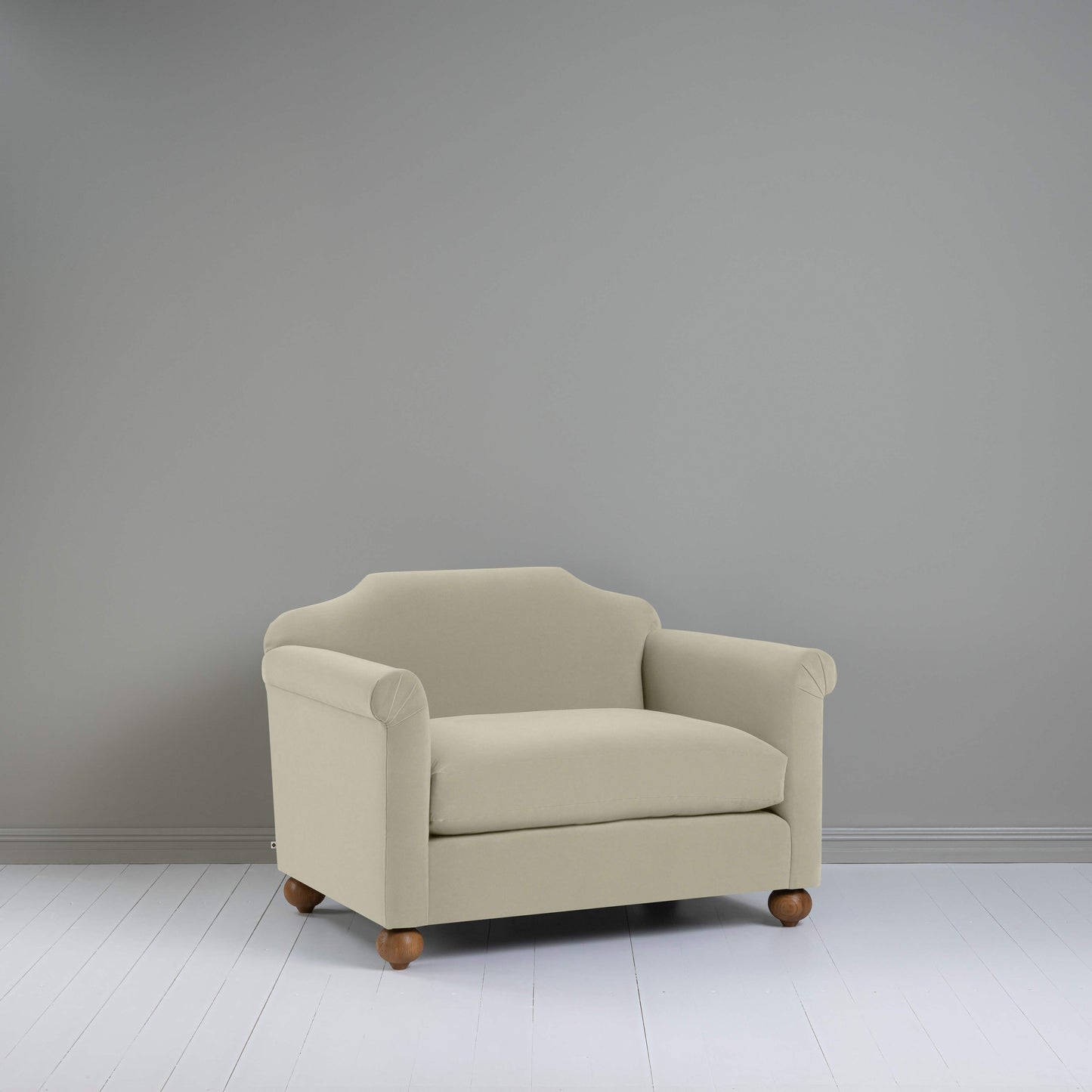 Dolittle Love Seat in Intelligent Velvet Moonstone - Nicola Harding