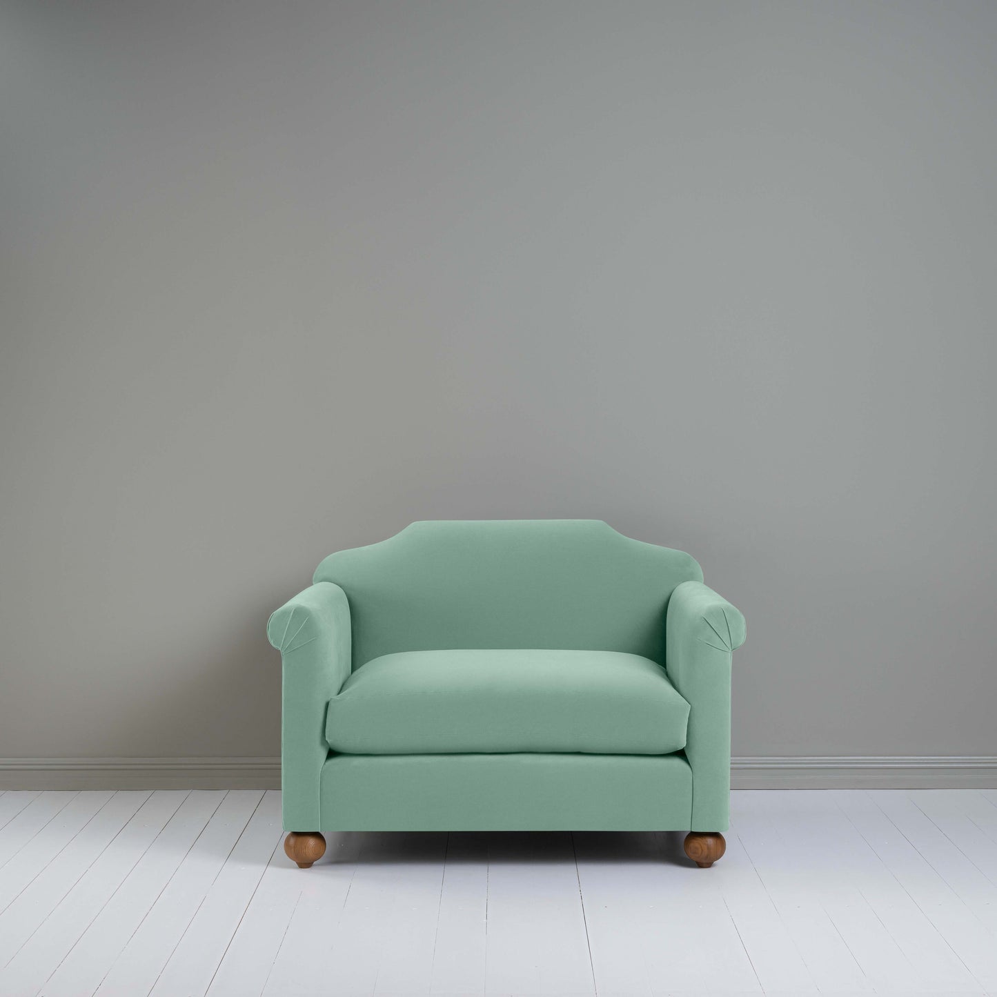 Dolittle Love Seat in Intelligent Velvet Sea Mist