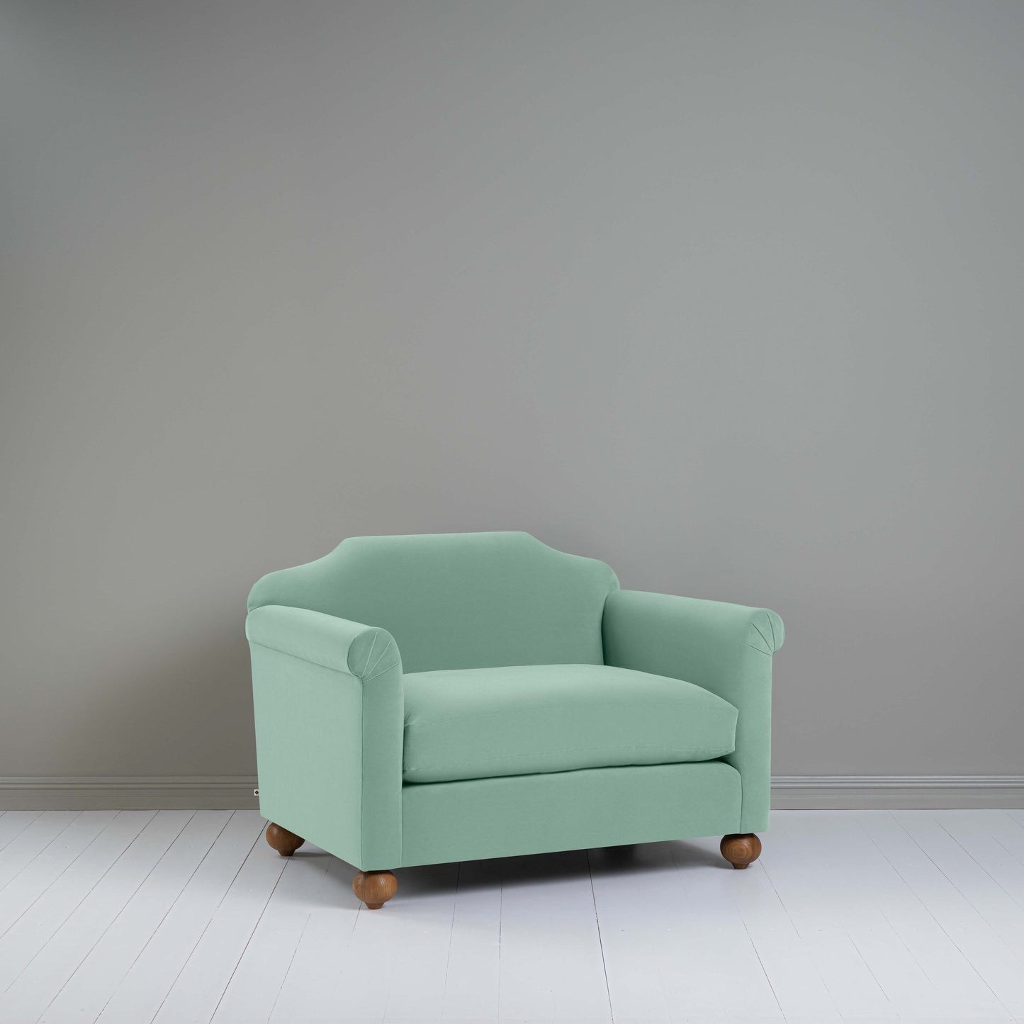 Dolittle Love Seat in Intelligent Velvet Sea Mist