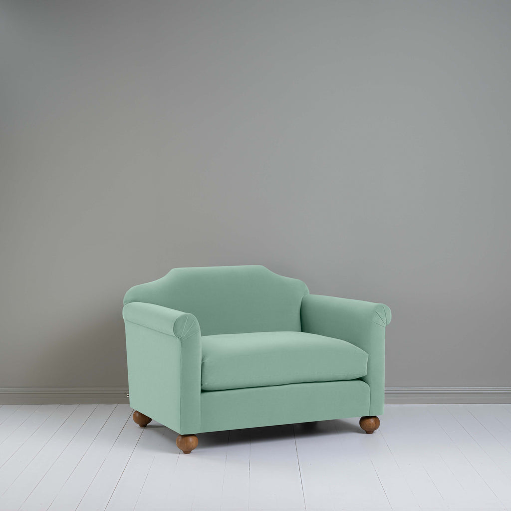  Dolittle Love Seat in Intelligent Velvet Sea Mist - Nicola Harding 