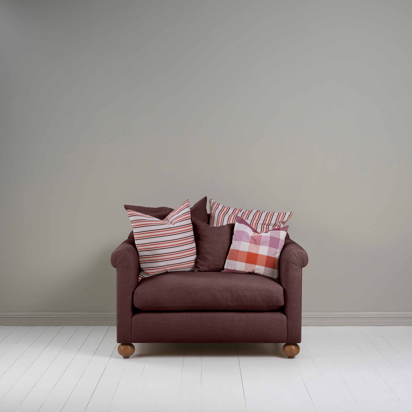 Dolittle Love Seat in Laidback Linen Damson - Nicola Harding