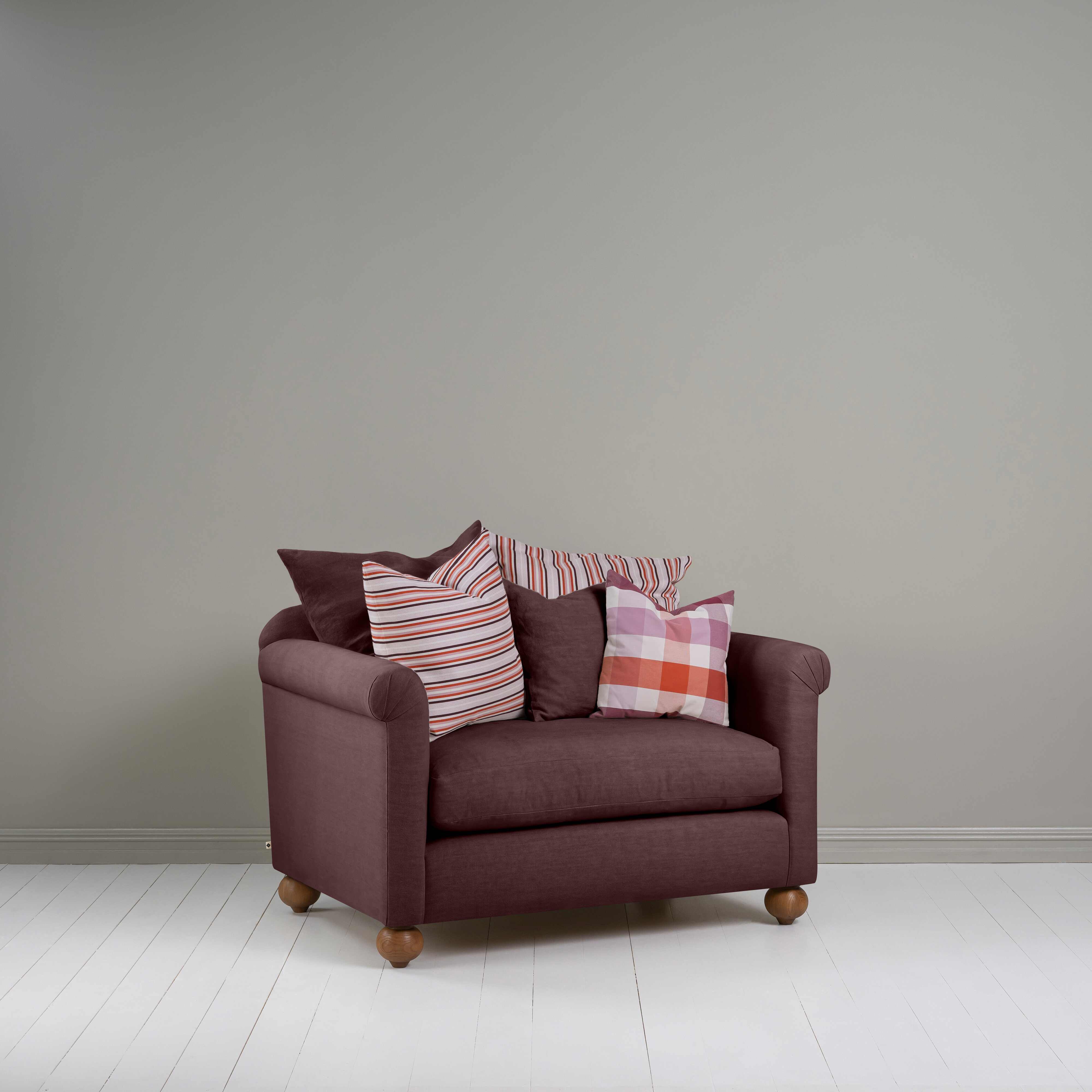  Dolittle Love Seat in Laidback Linen Damson - Nicola Harding 