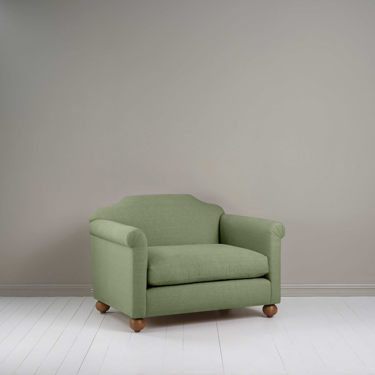 Dolittle Love Seat in Laidback Linen Moss - Nicola Harding