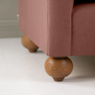  Dolittle Love Seat in Laidback Linen Sweet Briar, Round Wooden Feet Closeup - Nicola Harding 