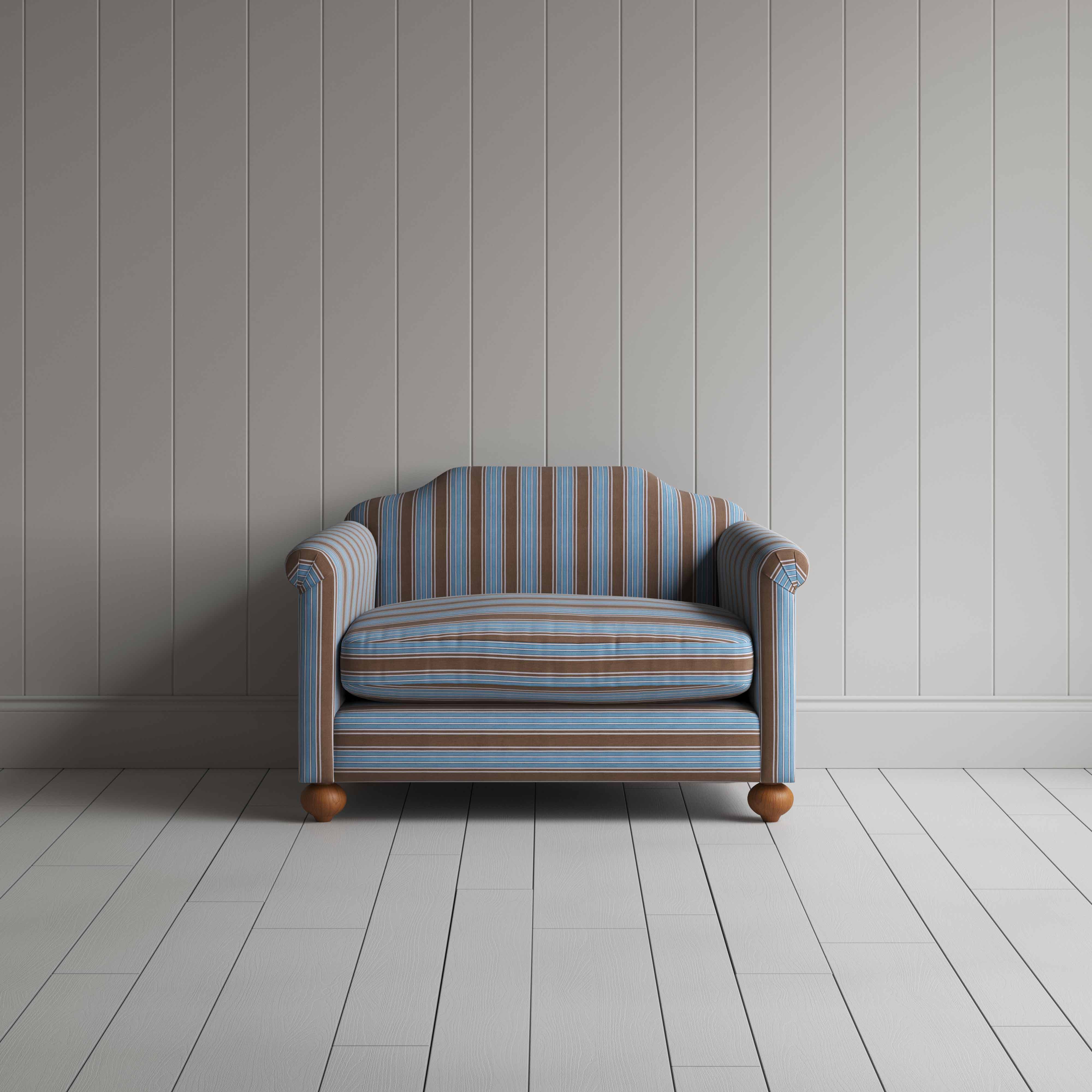  Dolittle Love Seat in Regatta Cotton, Blue 