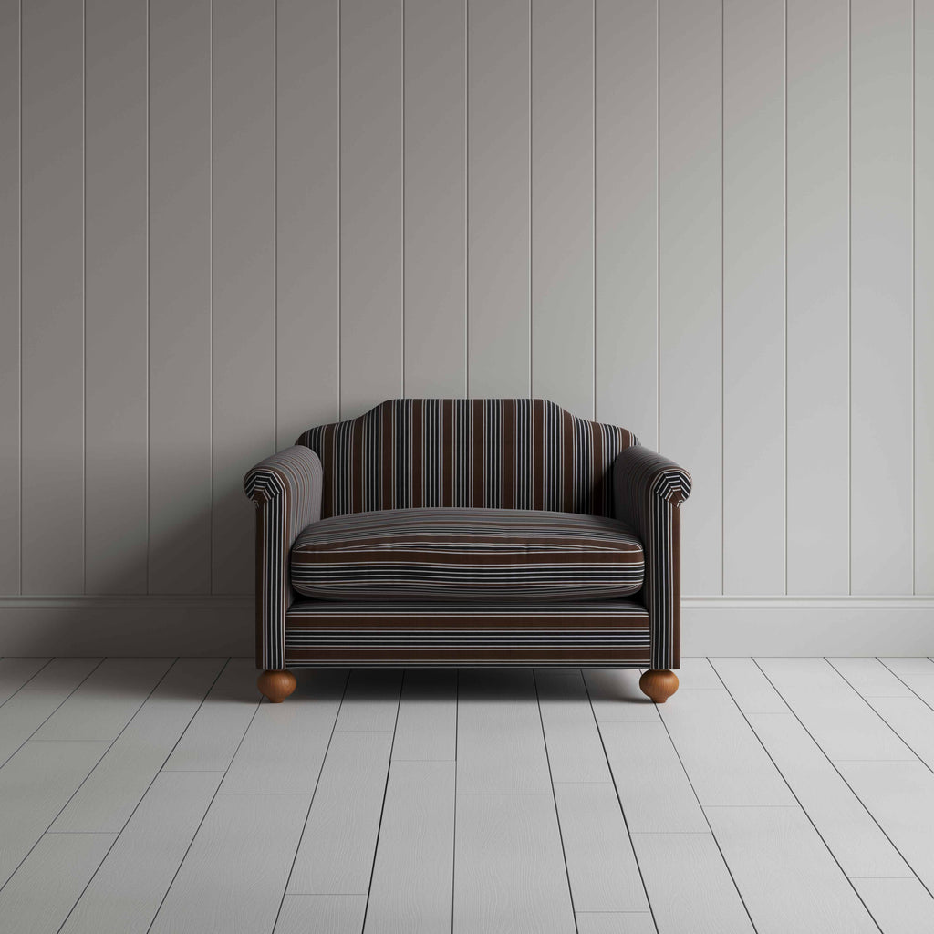  Dolittle Love Seat in Regatta Cotton, Charcoal, Front View - Nicola Harding 