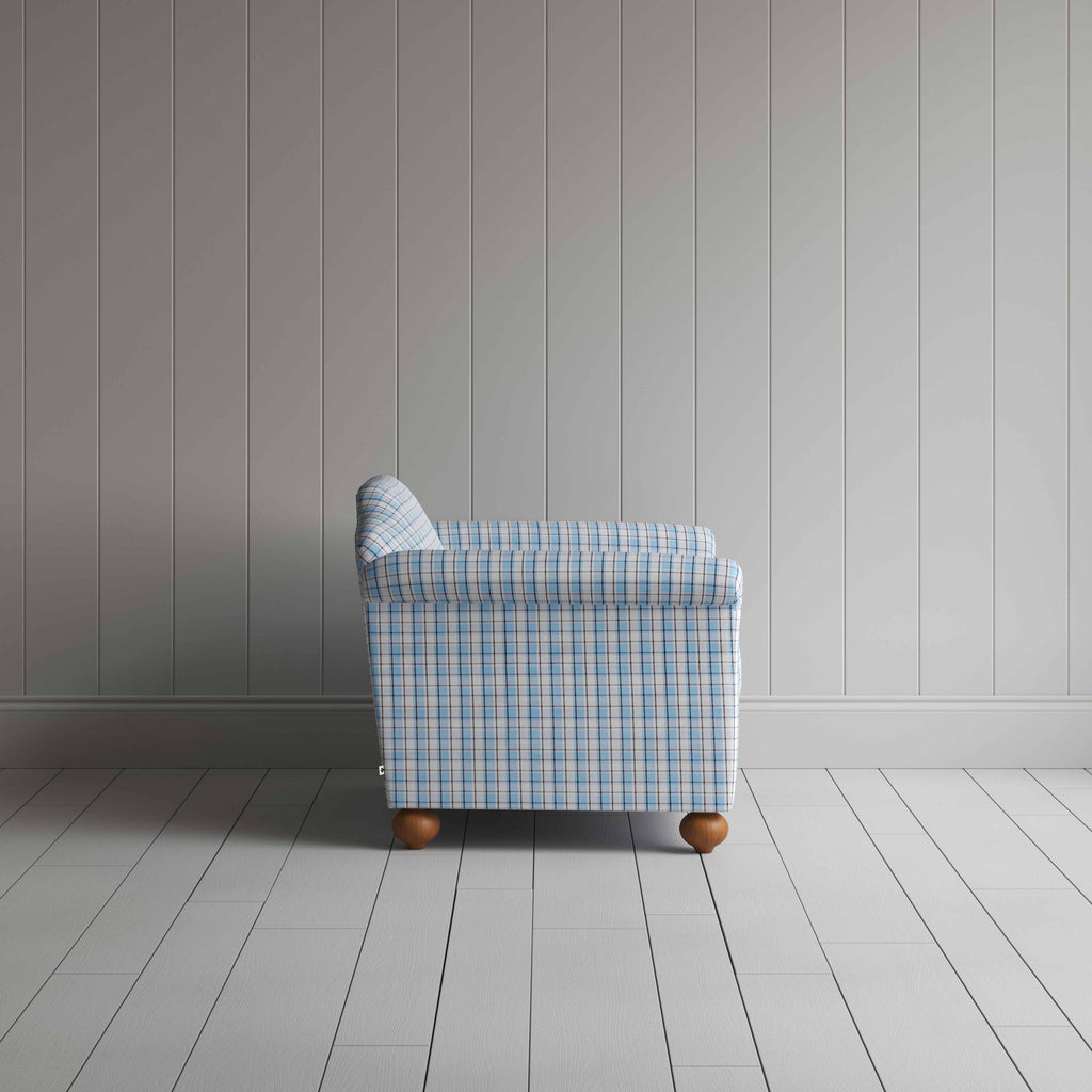  Dolittle Love Seat in Square Deal Cotton, Blue Brown 