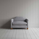  Dolittle Love Seat in Ticking Cotton, Blue Brown, Front View - Nicola Harding 