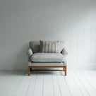  Front Row Dining Bench in Ticking Cotton Aqua Brown, With Cushions - By NiX 