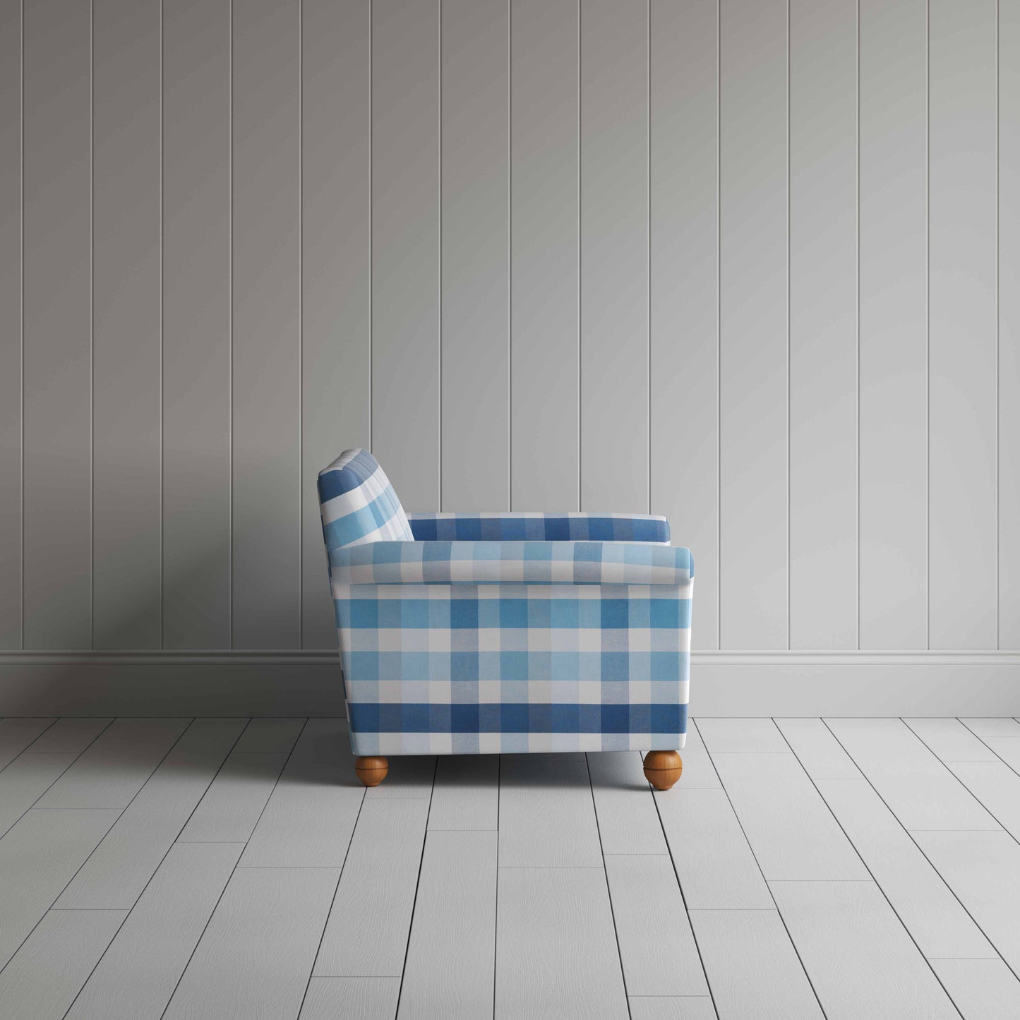 Idler Love Seat in Checkmate Cotton, Blue