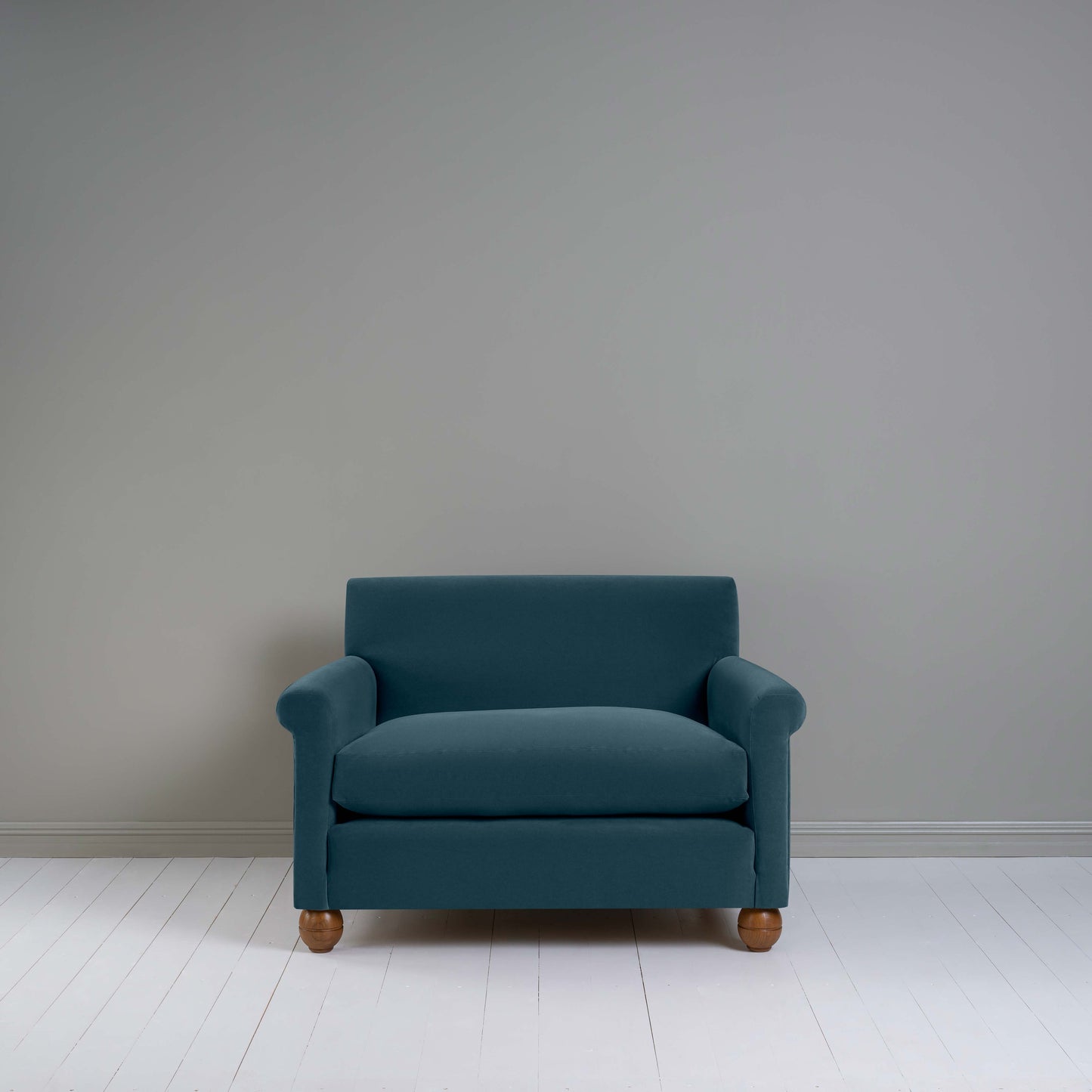 Idler Love Seat in Intelligent Velvet Aegean