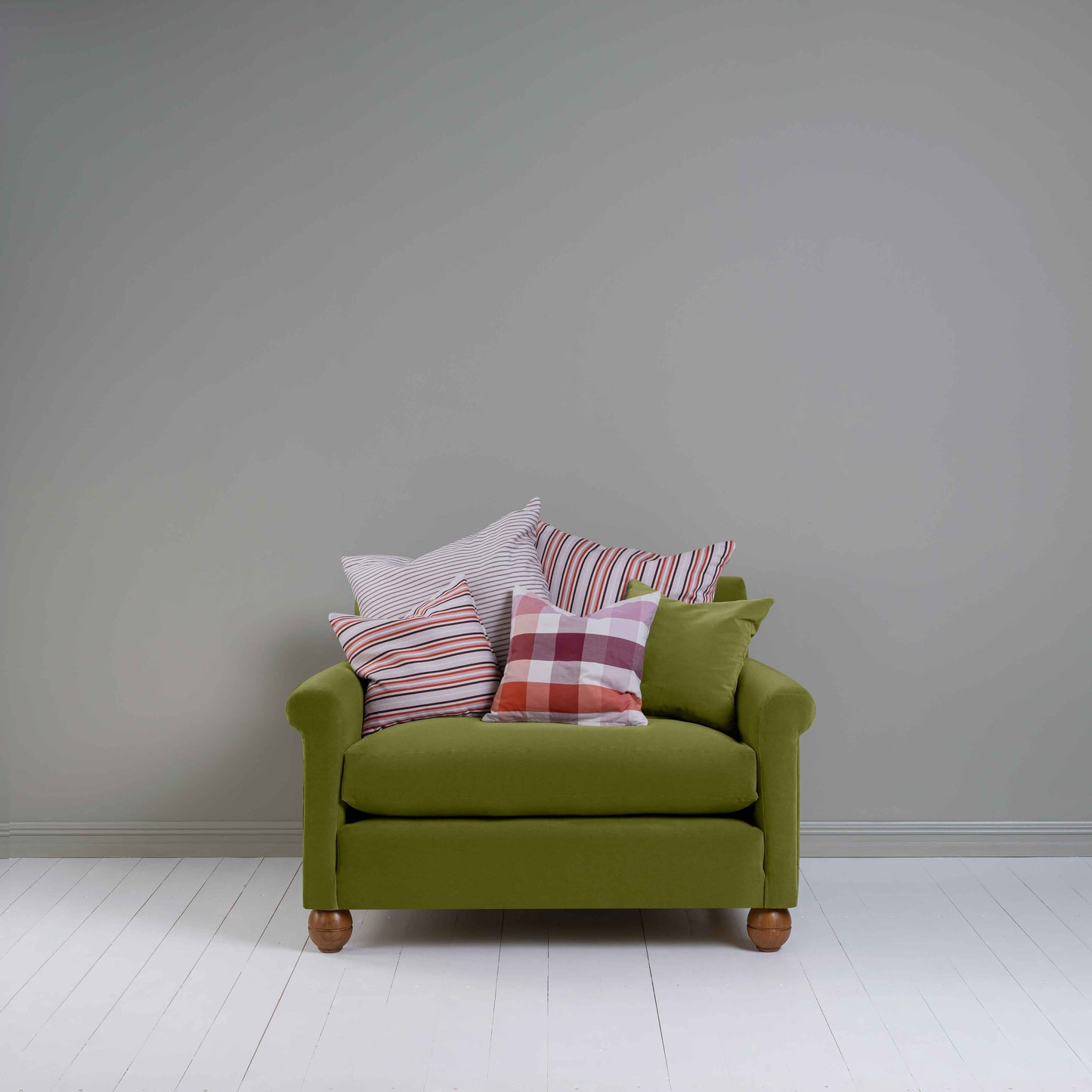 Idler Love Seat in Intelligent Velvet Lawn - Nicola Harding