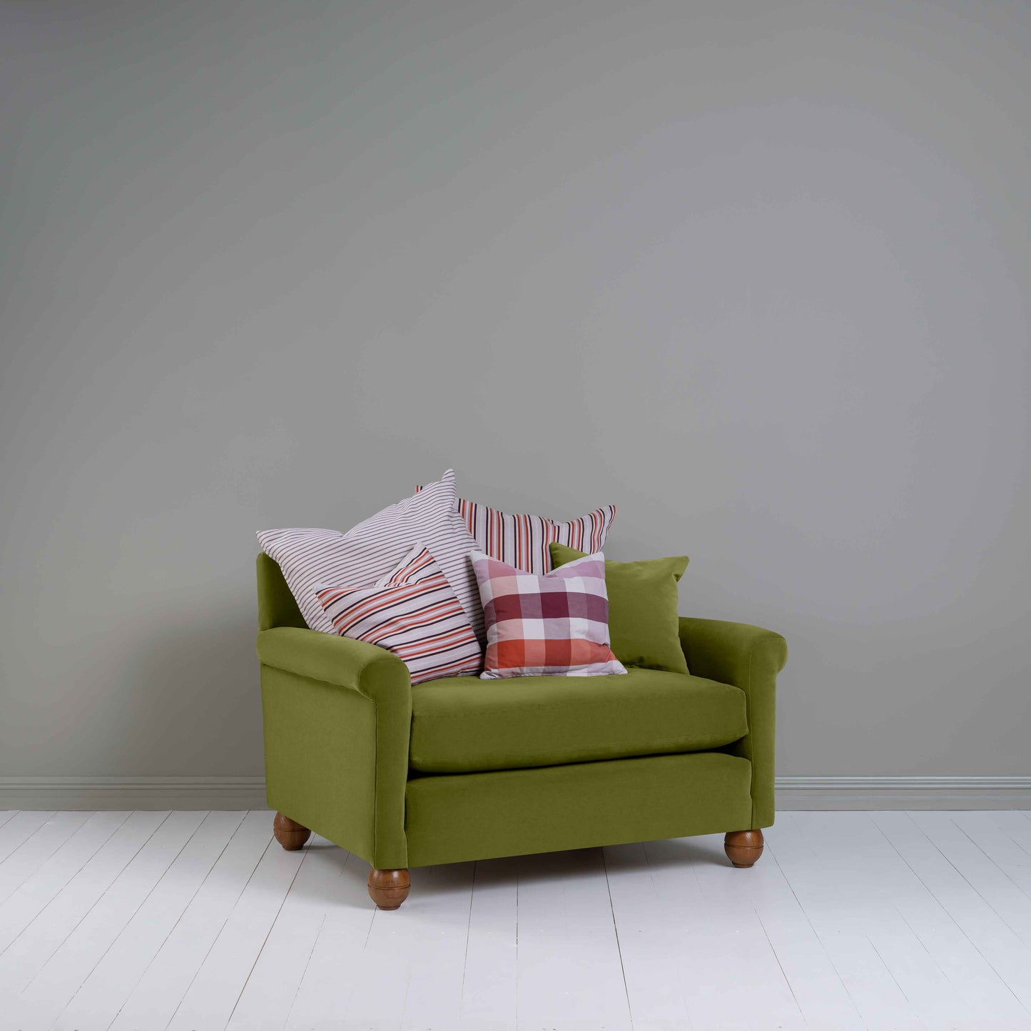 Idler Love Seat in Intelligent Velvet Lawn - Nicola Harding