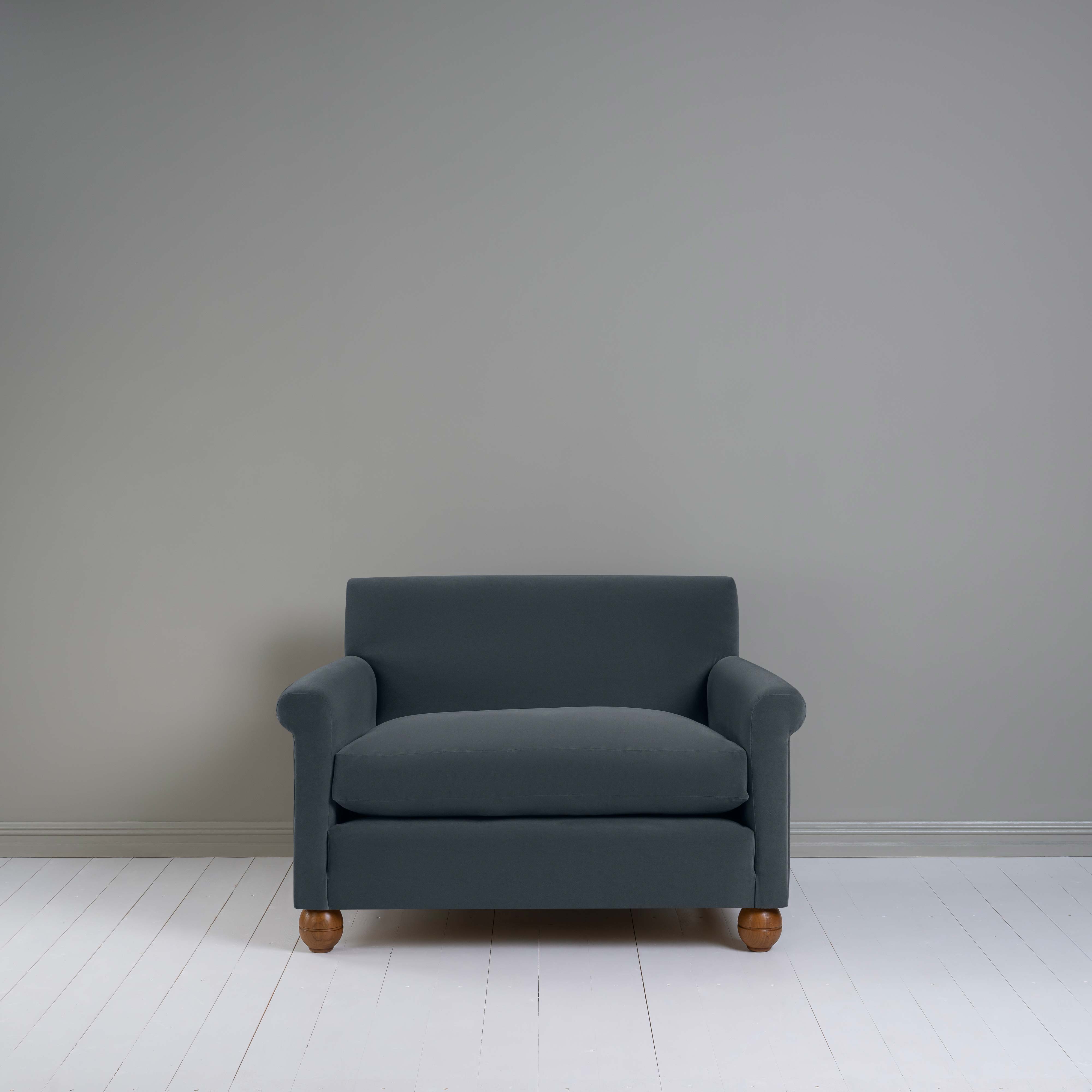  Idler Love Seat in Intelligent Velvet Mercury 