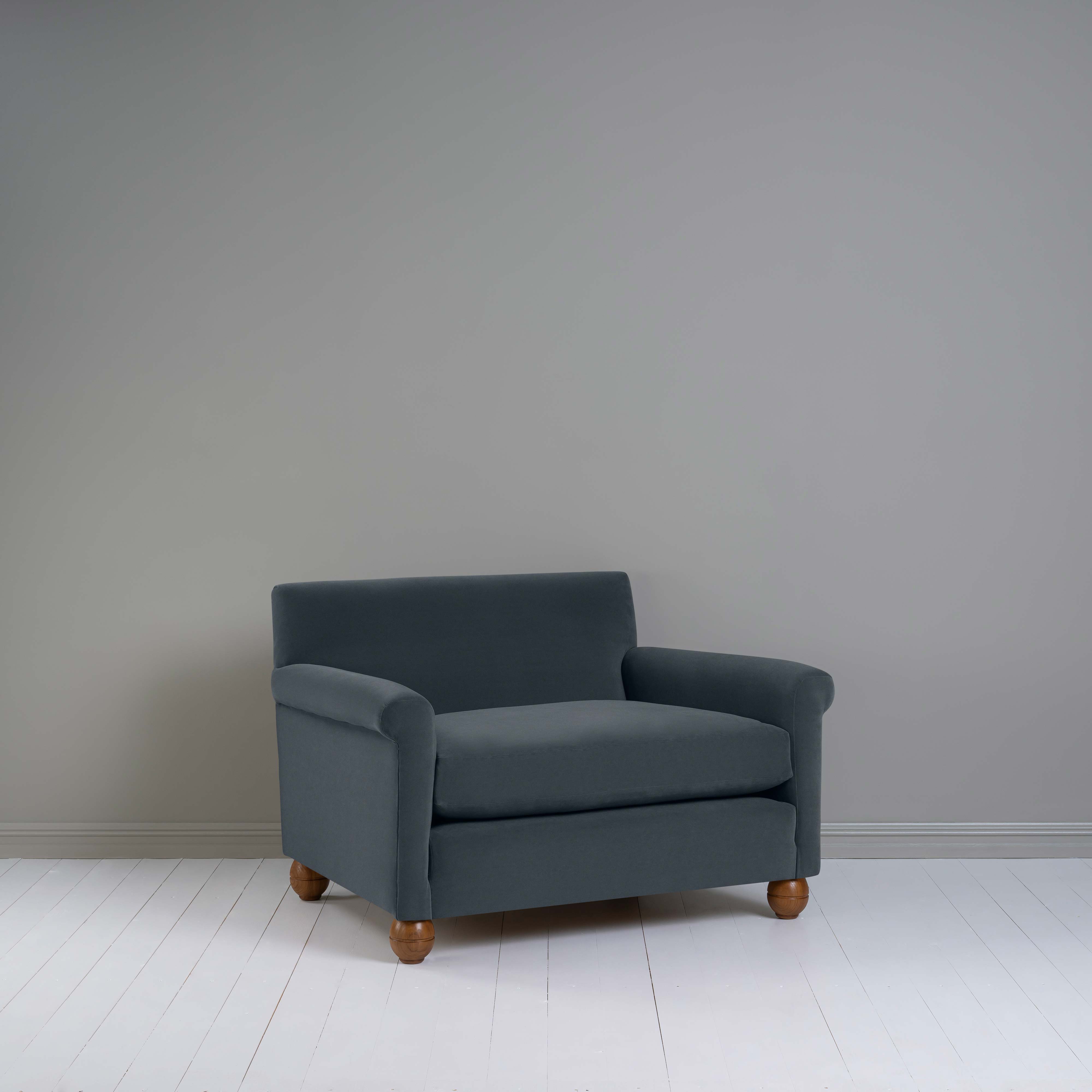  Idler Love Seat in Intelligent Velvet Mercury 