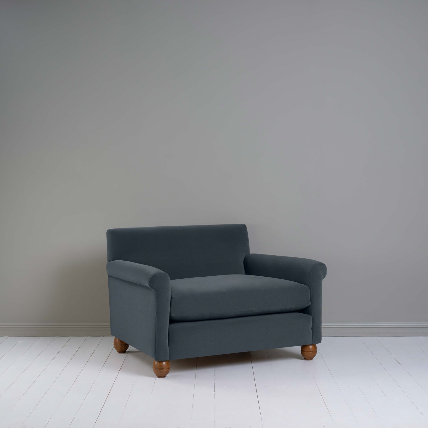 Idler Love Seat in Intelligent Velvet Mercury