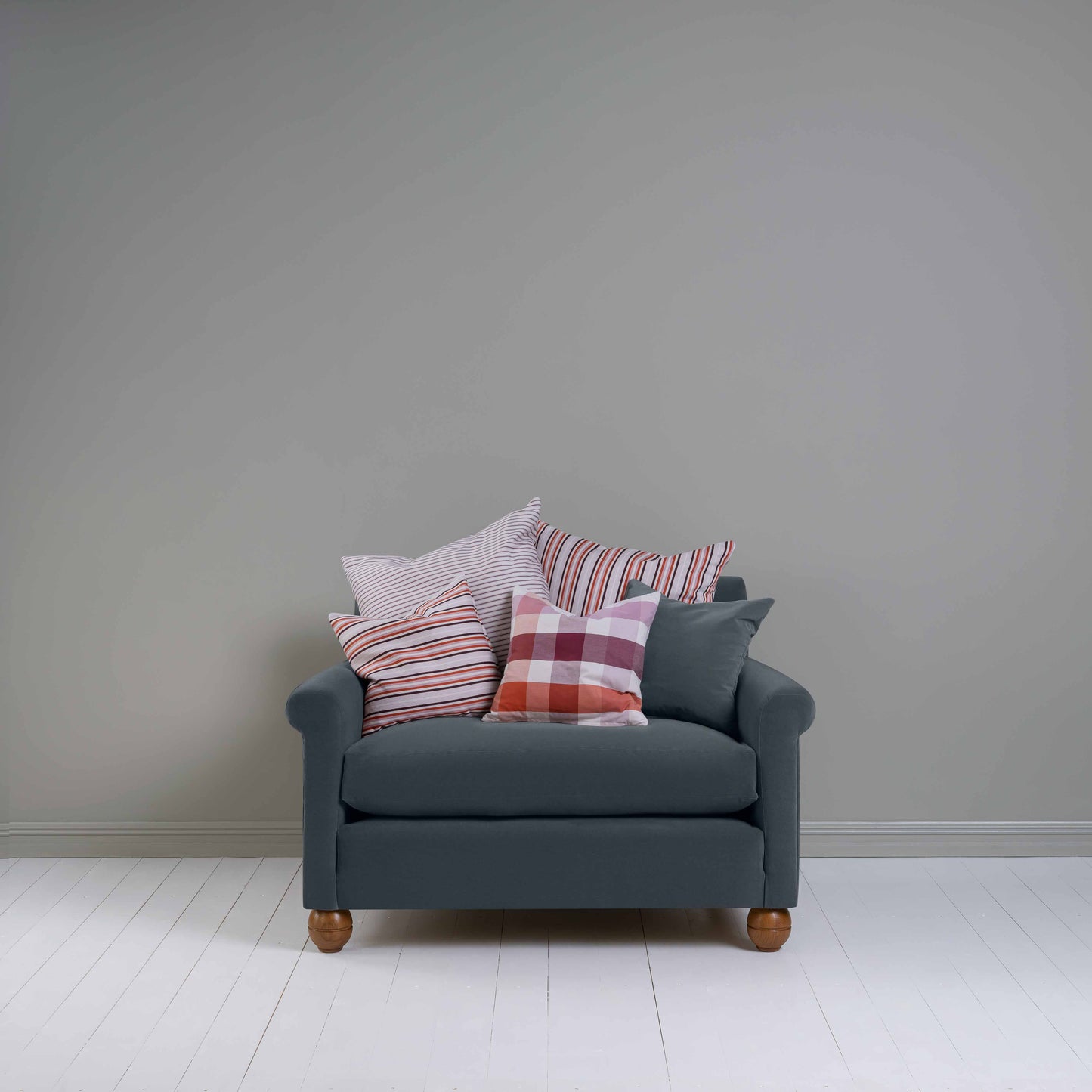 Idler Love Seat in Intelligent Velvet Mercury - Nicola Harding