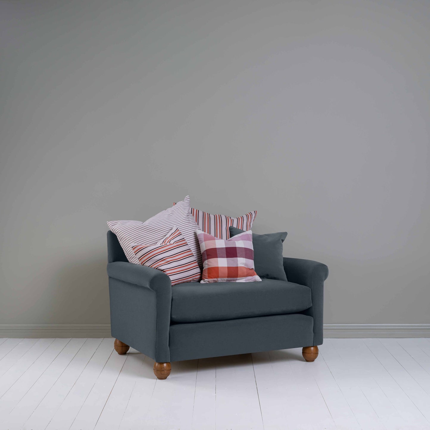 Idler Love Seat in Intelligent Velvet Mercury