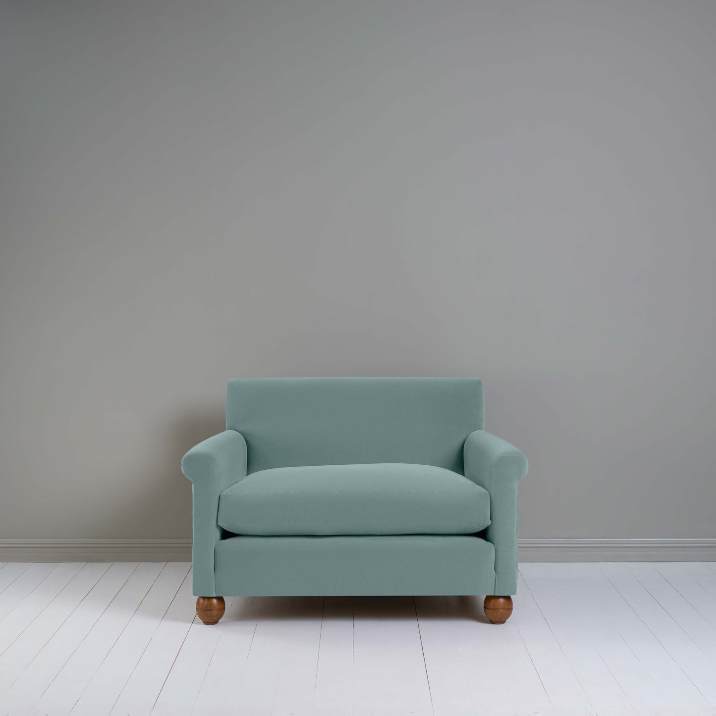 Idler Love Seat in Intelligent Velvet Mineral - Nicola Harding