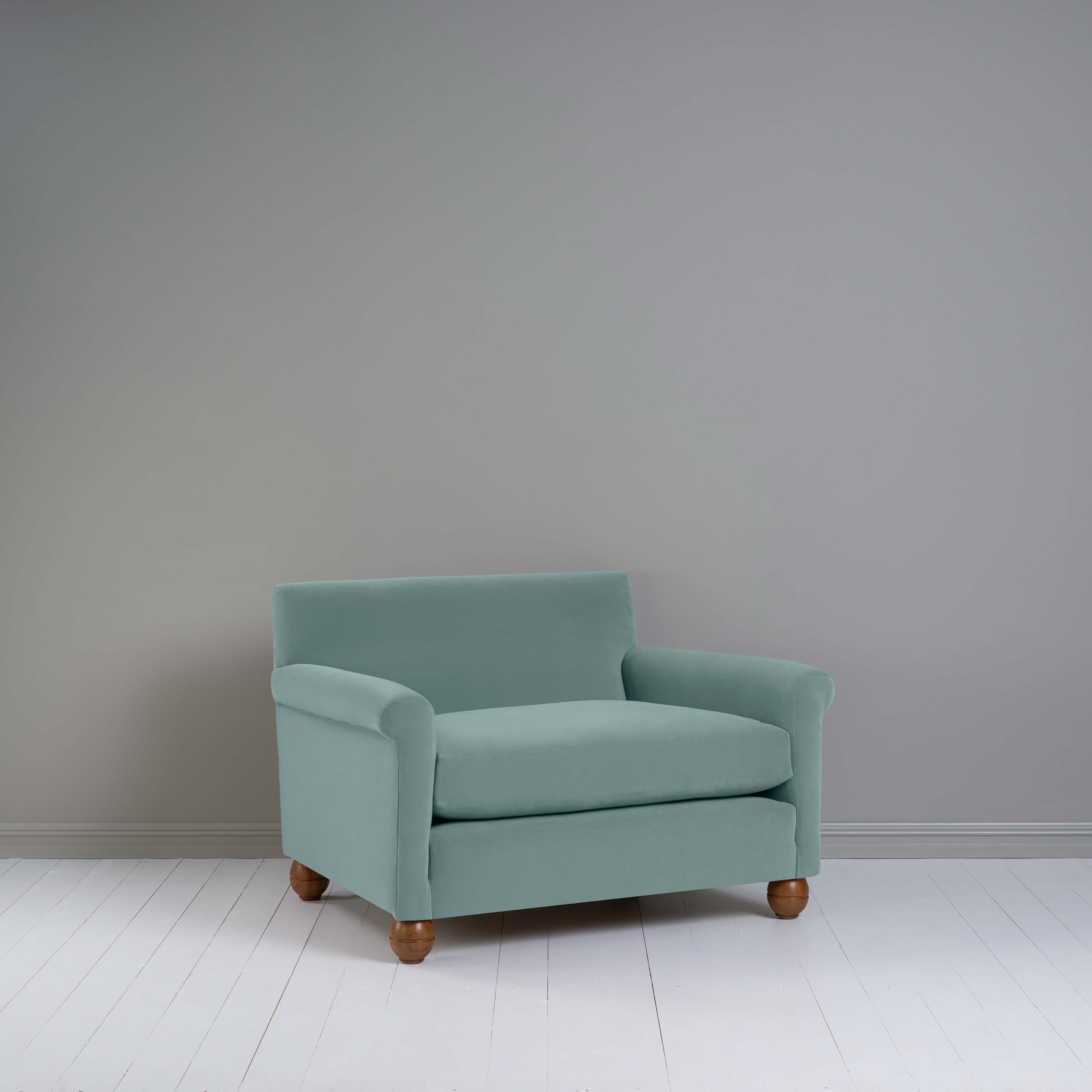  Idler Love Seat in Intelligent Velvet Mineral - Nicola Harding 