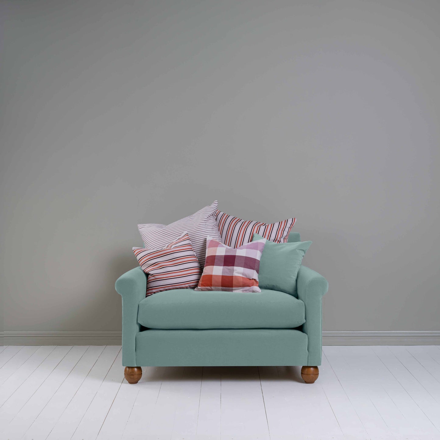 Idler Love Seat in Intelligent Velvet Mineral - Nicola Harding